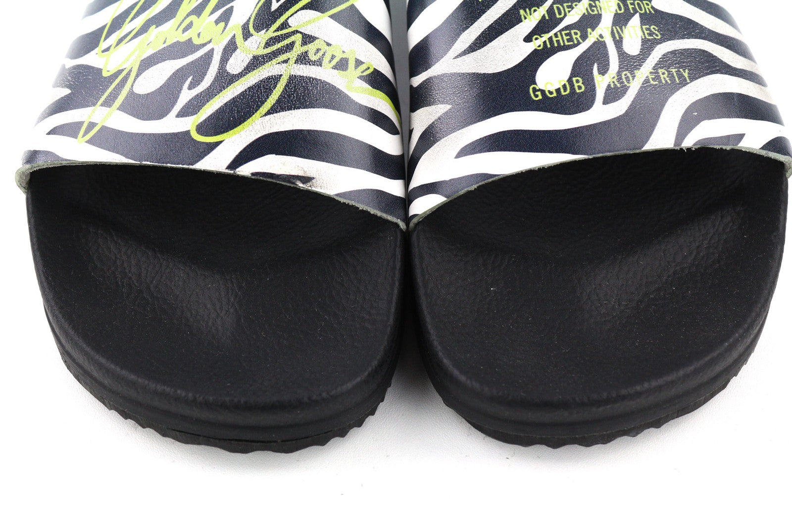 GOLDEN GOOSE Poolstar Women's EU39 Black Zebra Slip-On Summer Pool Slippers