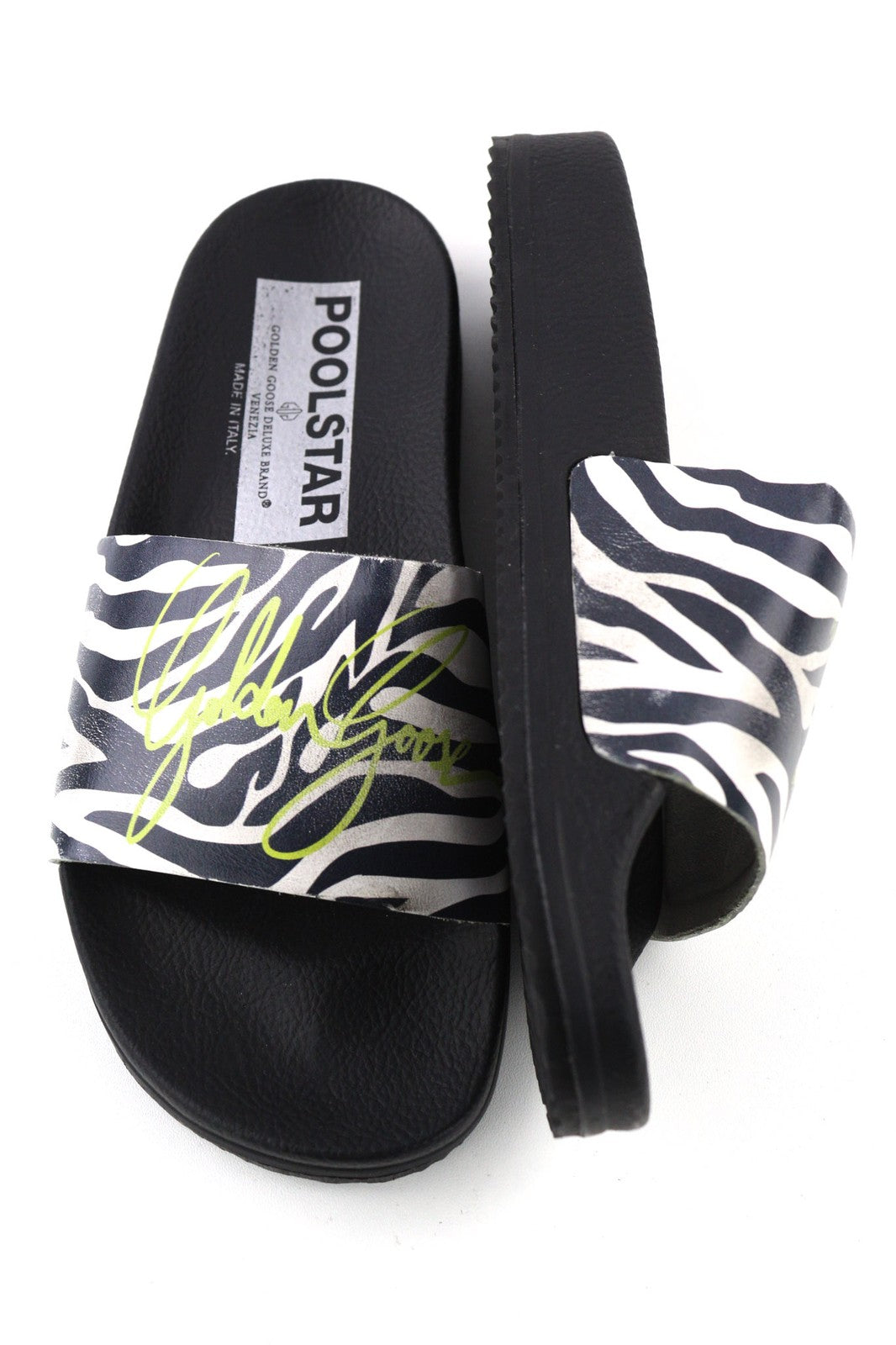 GOLDEN GOOSE Poolstar Women's EU39 Black Zebra Slip-On Summer Pool Slippers