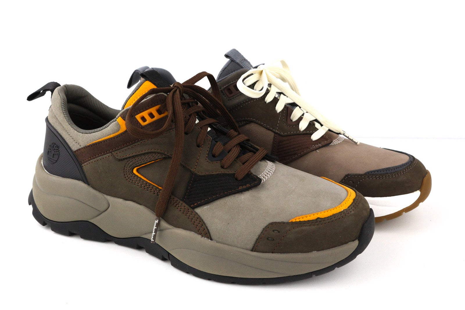 TIMBERLAND A2N9Q-A4850 Men's EU42/43 Brown Leather Low-Top Laced Logo Trainers