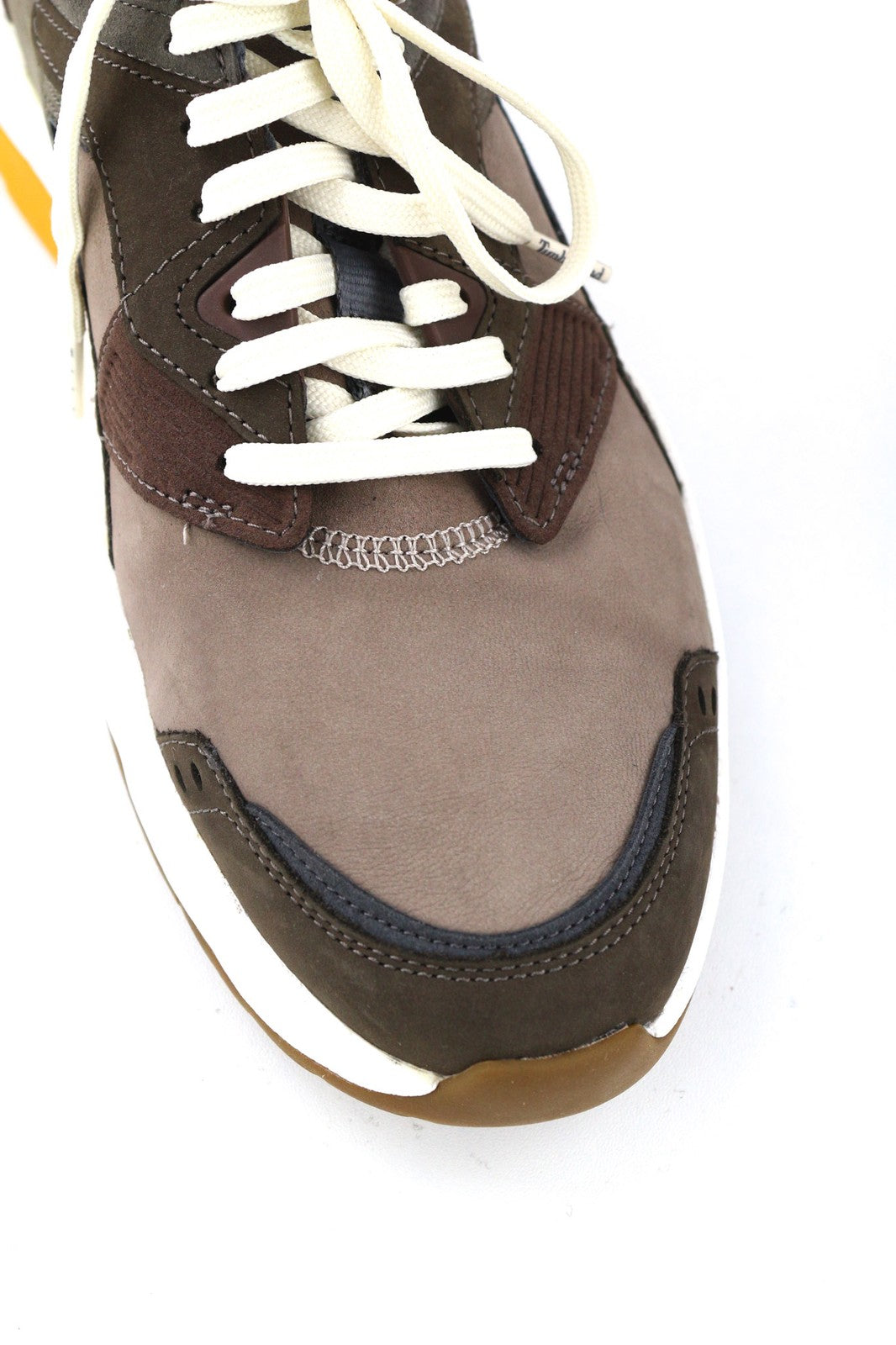 TIMBERLAND A2N9Q-A4850 Men's EU42/43 Brown Leather Low-Top Laced Logo Trainers