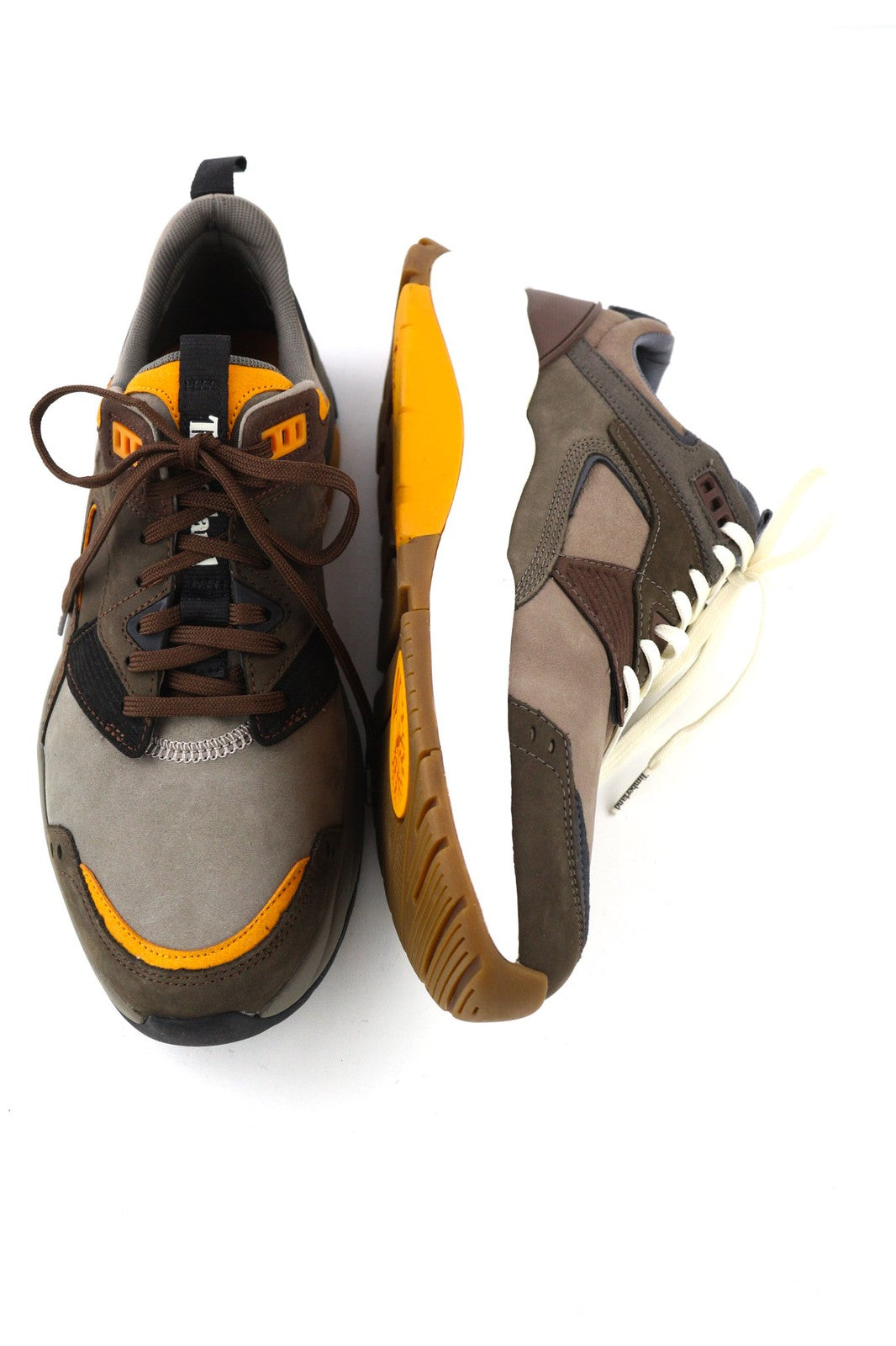 TIMBERLAND A2N9Q-A4850 Men's EU42/43 Brown Leather Low-Top Laced Logo Trainers