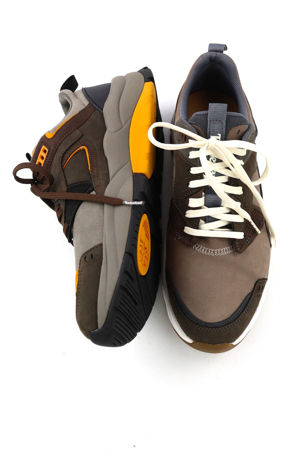 TIMBERLAND A2N9Q-A4850 Men's EU42/43 Brown Leather Low-Top Laced Logo Trainers