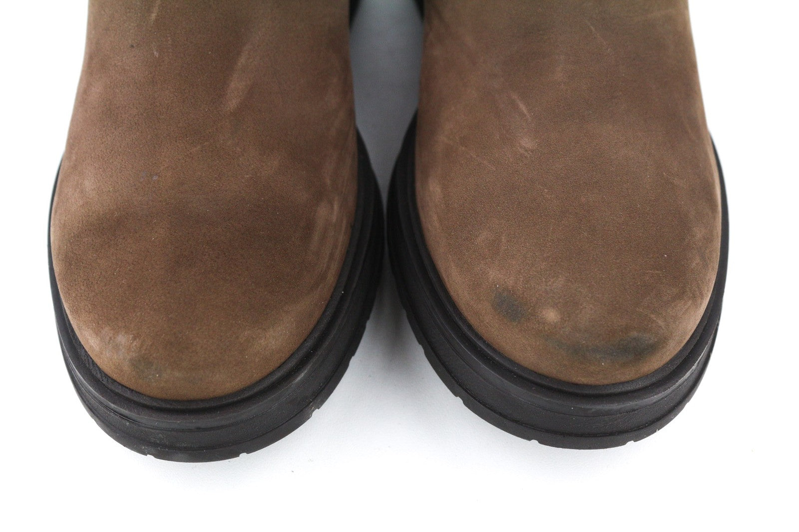 TIMBERLAND Women's EU38/39 Brown Leather Long Boots Zip Logo Almond Toe Casual