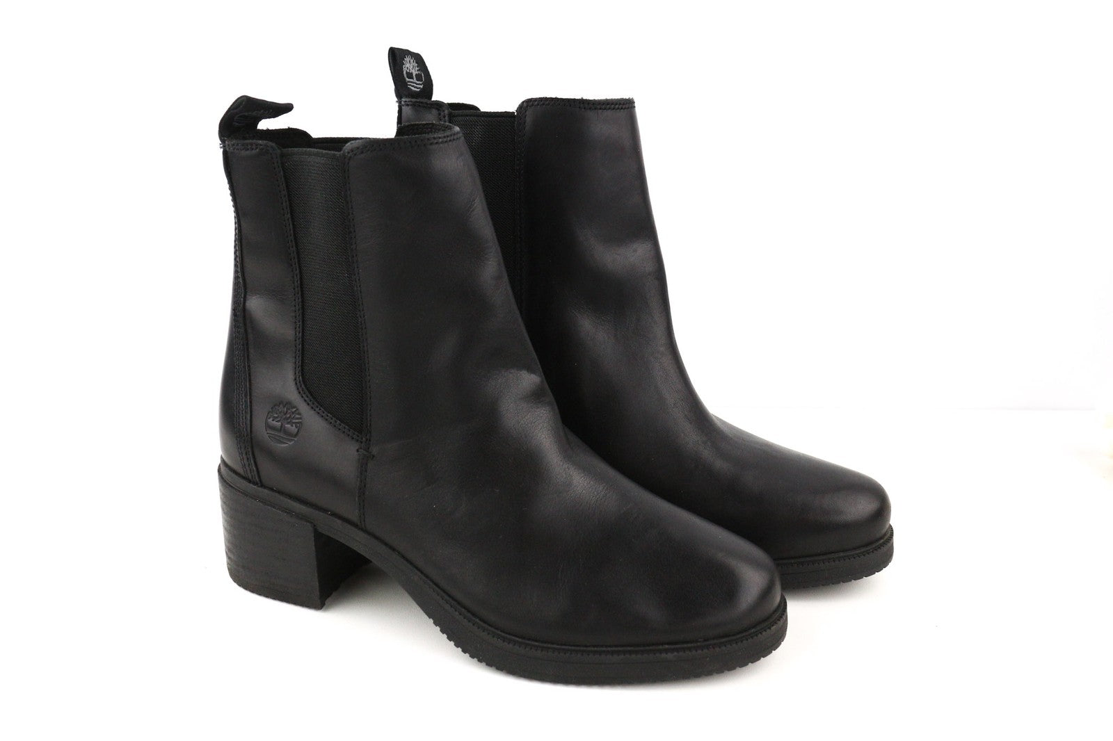 TIMBERLAND A25B1 Women's EU39/40 Black Leather Heel Boots ReBOTL Almond Toe