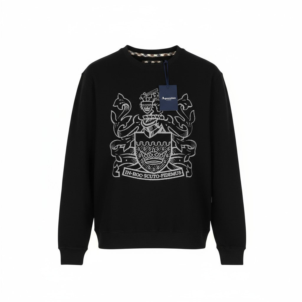 AQUASCUTUM FGIA28 Men's L Black Crew Sweatshirt Long Sleeve All Season Wear