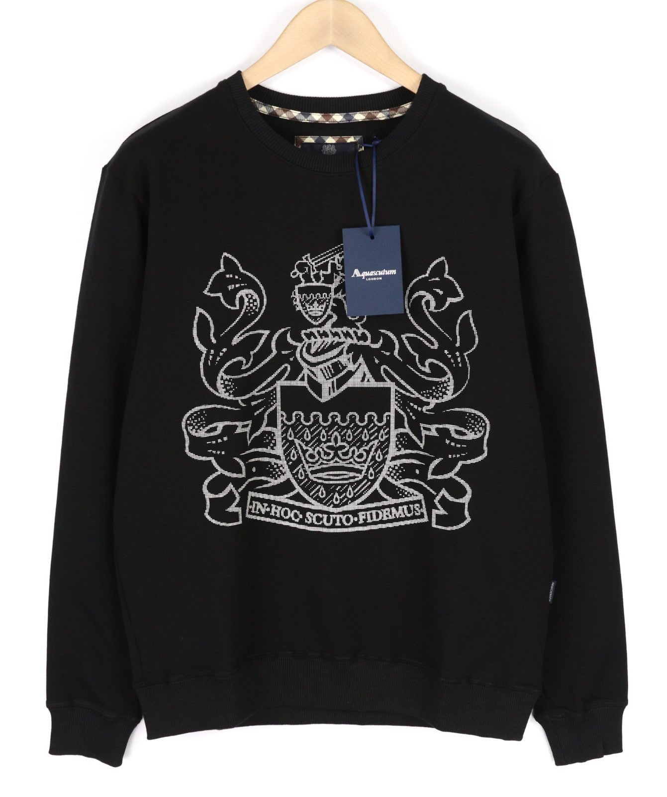 AQUASCUTUM FGIA28 Men's L Black Crew Sweatshirt Long Sleeve All Season Wear