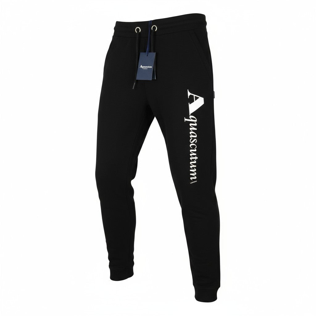 AQUASCUTUM FPIA38 Men's M Black Drawstring Sweatpants All Seasons Logo