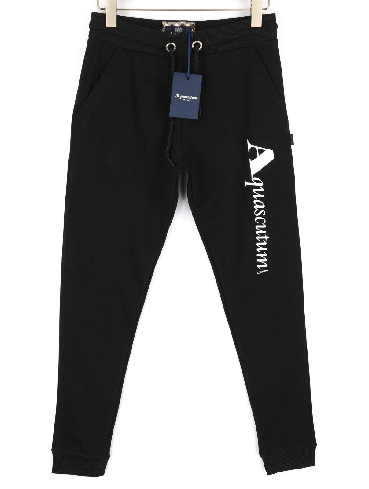 AQUASCUTUM FPIA38 Men's M Black Drawstring Sweatpants All Seasons Logo