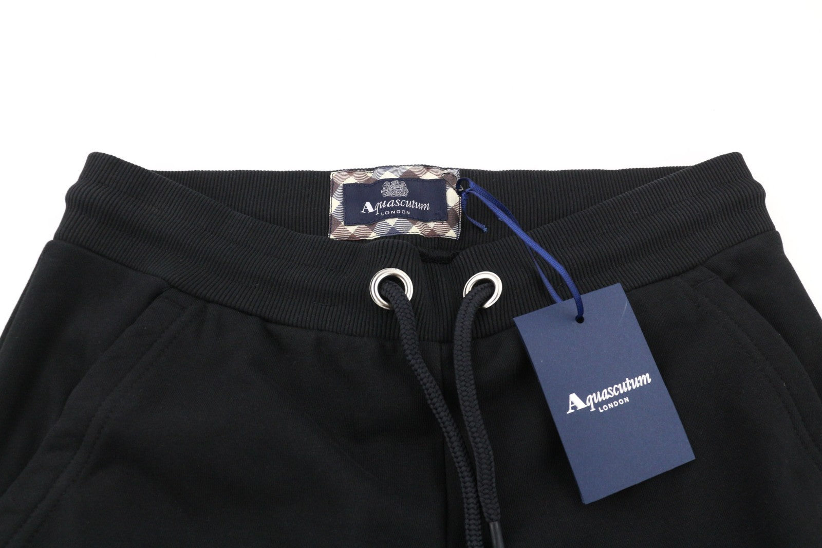 AQUASCUTUM FPIA38 Men's M Black Drawstring Sweatpants All Seasons Logo