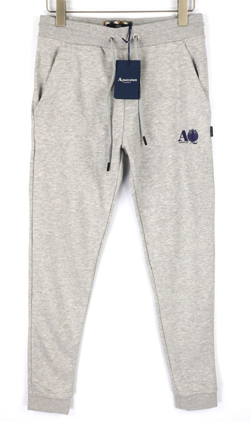 AQUASCUTUM PAAI03 Men's XL Grey Melange Logo Sweatpants Drawstring Waist