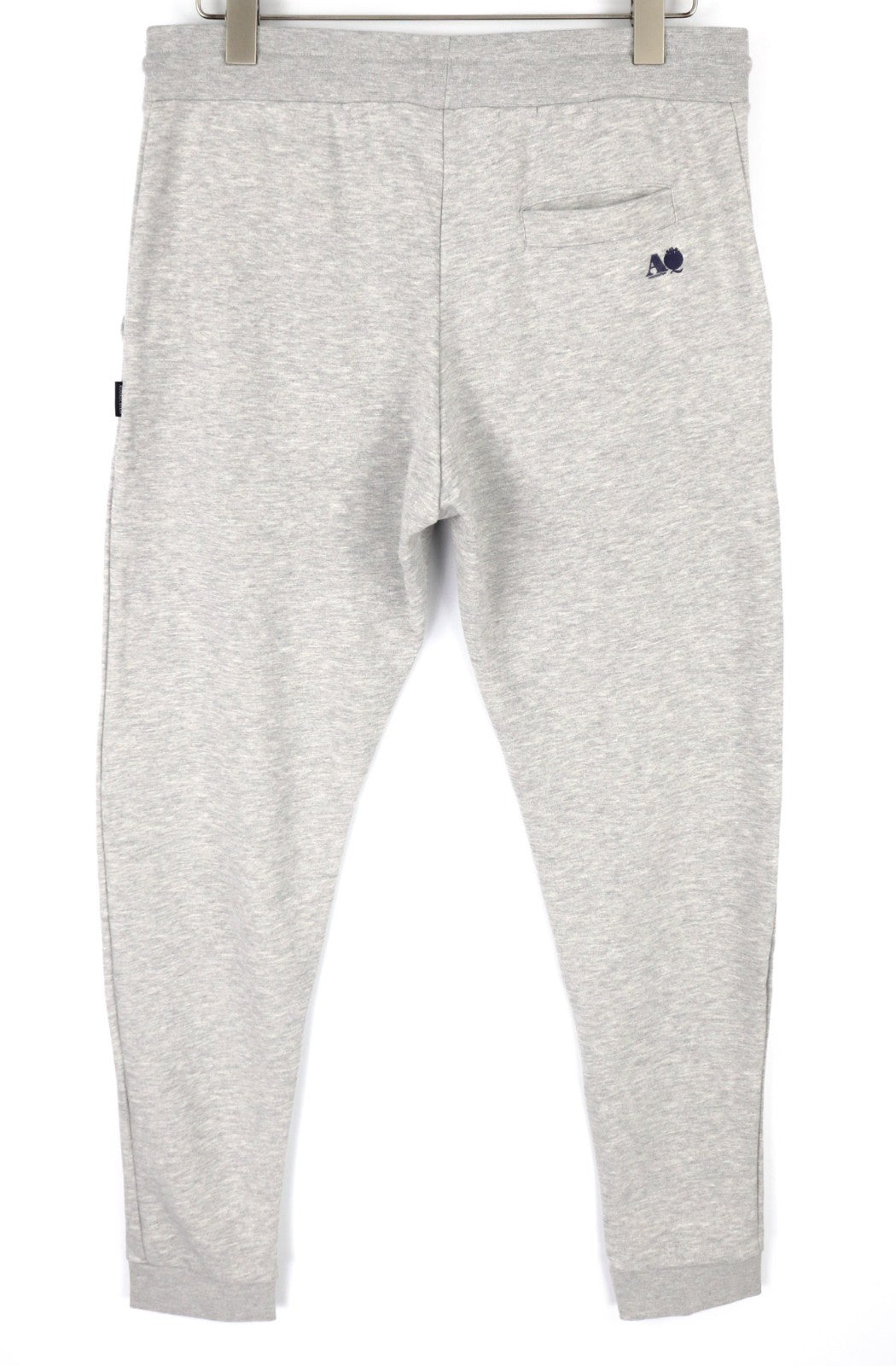 AQUASCUTUM PAAI02 vyriškos XL dydžio melanžo pilkos sportinės kelnės su logotipu ir raišteliu juosmenyje 