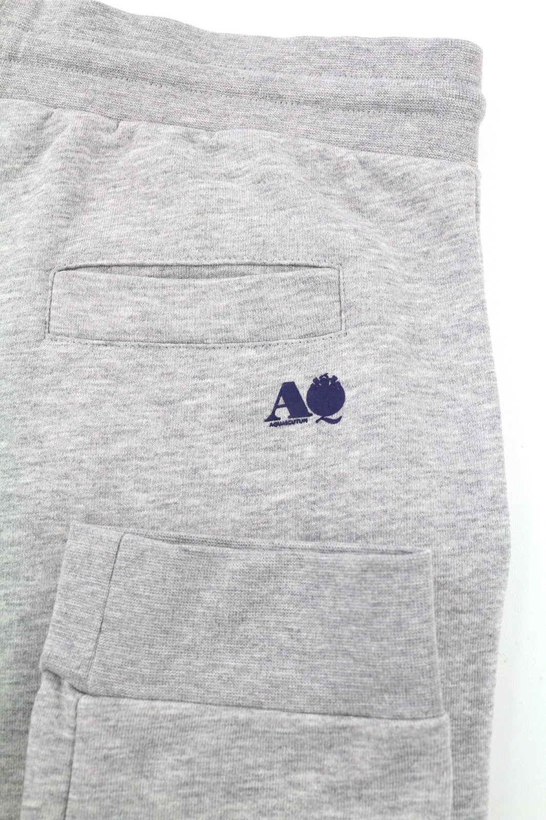 AQUASCUTUM PAAI02 vyriškos XL dydžio melanžo pilkos sportinės kelnės su logotipu ir raišteliu juosmenyje 