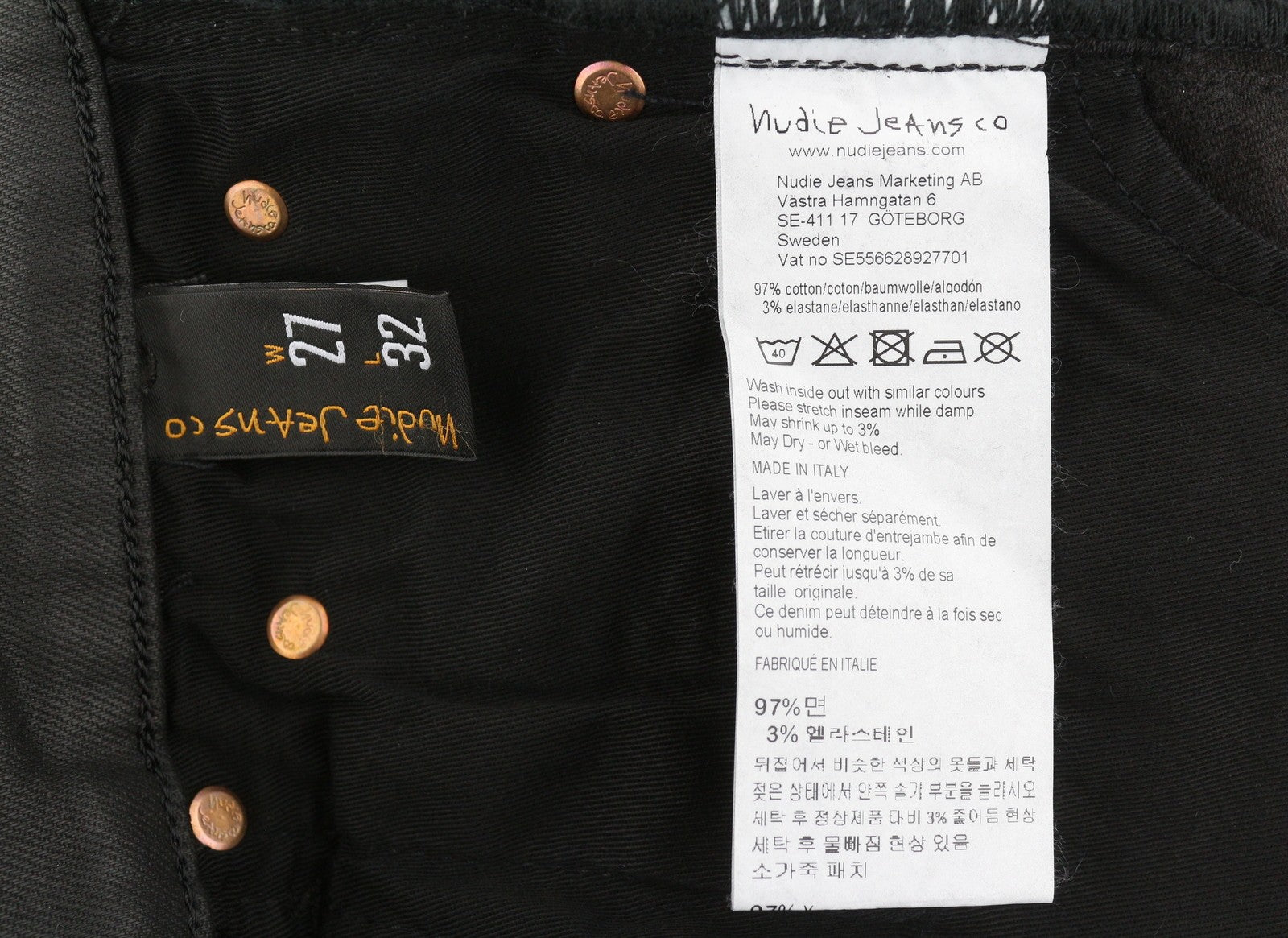 NUDIE JEANS Hightop Tilde Painted Black Women Jeans W27/L32 Coated Skinny Fit