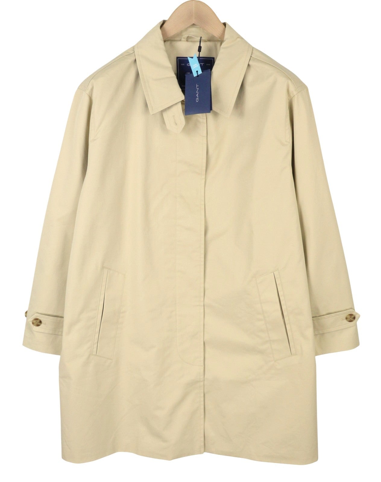GANT Car Women Trench Coat XL Desert Beige Hidden Button Lightweight RRP379