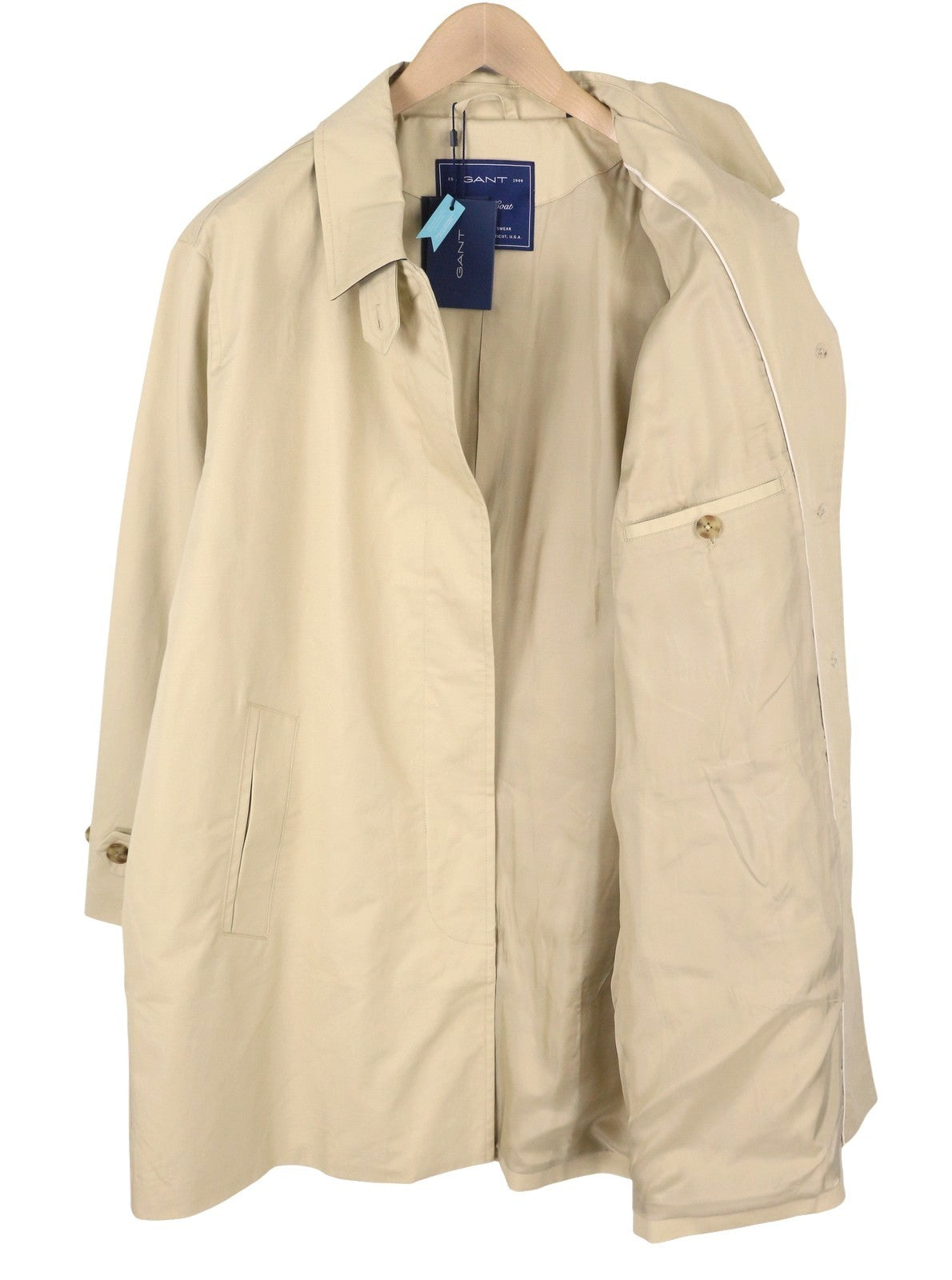 GANT Car Women Trench Coat XL Desert Beige Hidden Button Lightweight RRP379