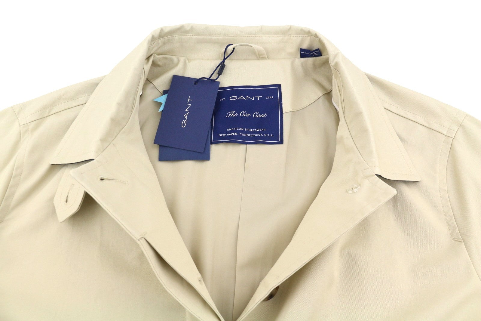 GANT Car Women Trench Coat XL Desert Beige Hidden Button Lightweight RRP379