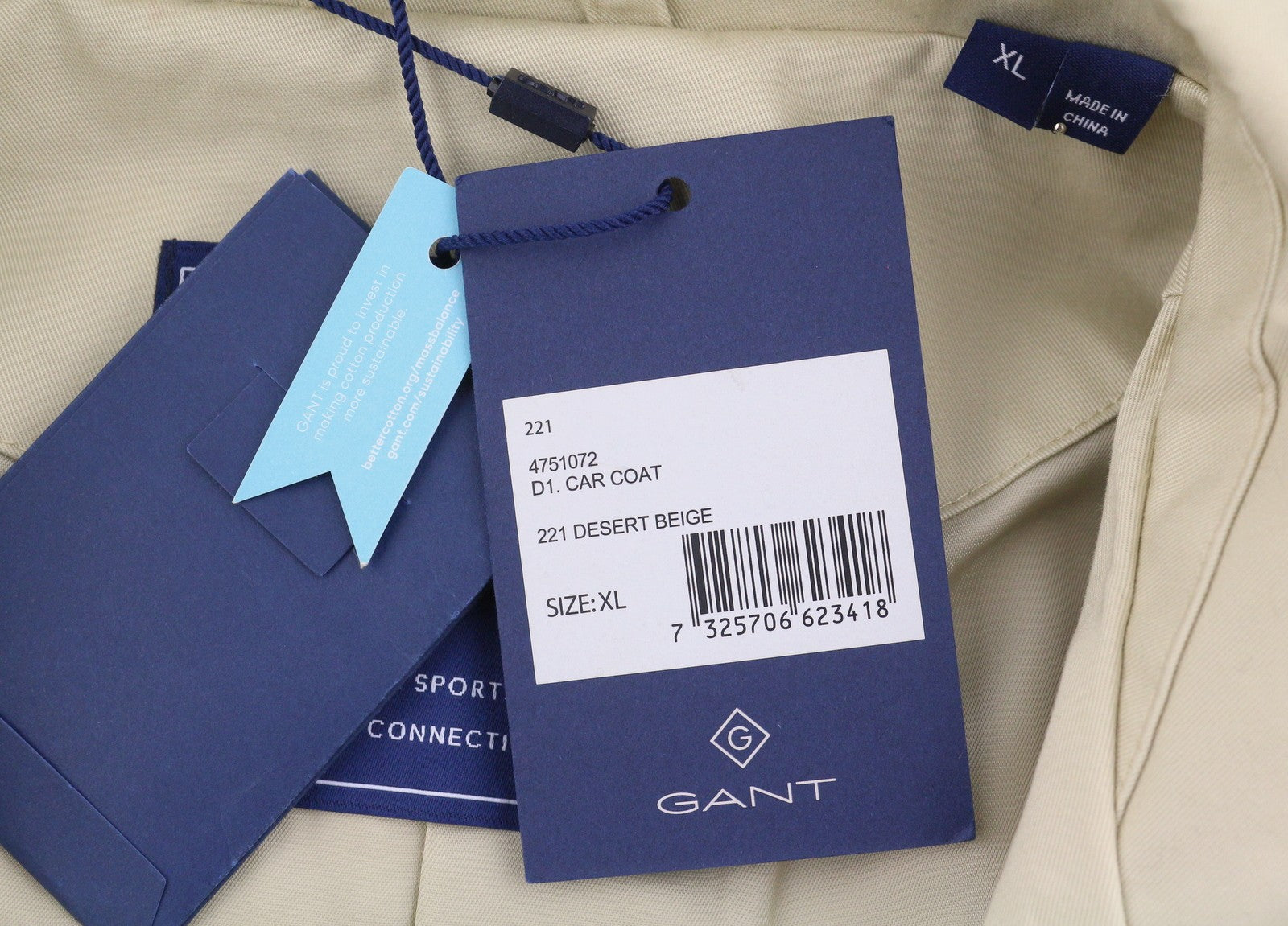 GANT Car Women Trench Coat XL Desert Beige Hidden Button Lightweight RRP379