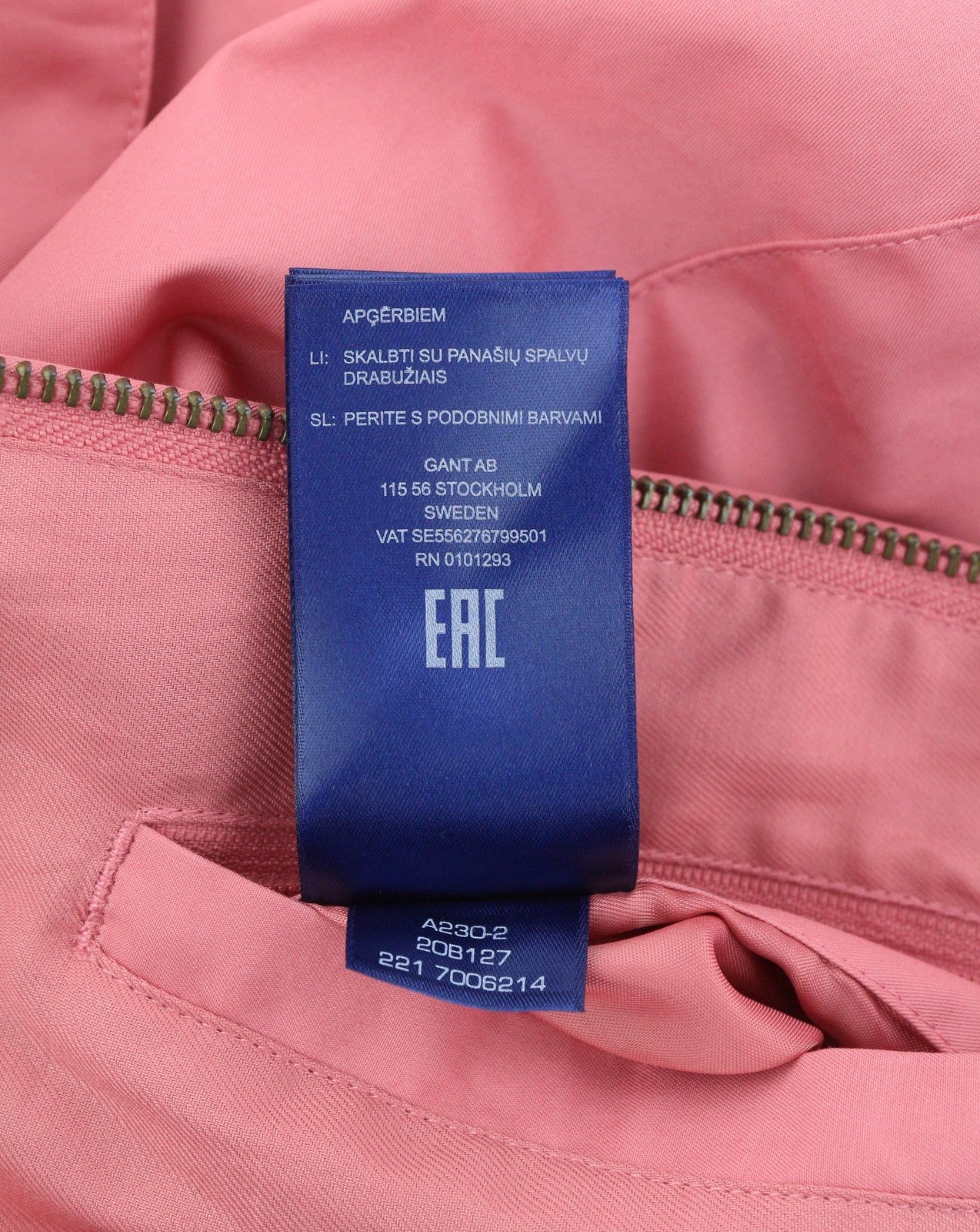 GANT medvilninis Harringtone vyriškas švarkas L dydžio, rožinis, užtrauktuku, lengvas 