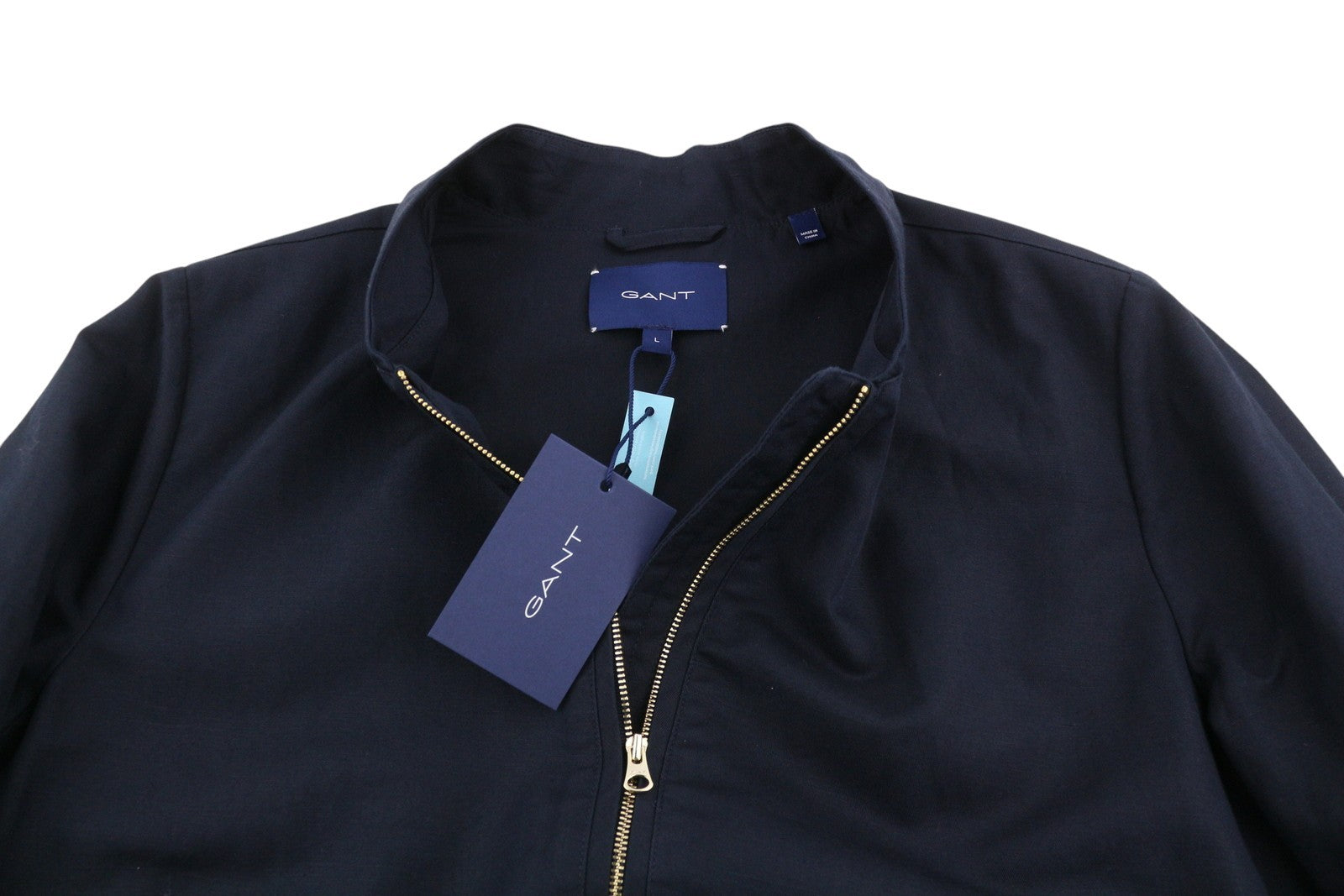 GANT Linen Blend Blouson Women Jacket L Evening Blue Zip Lightweight Bomber