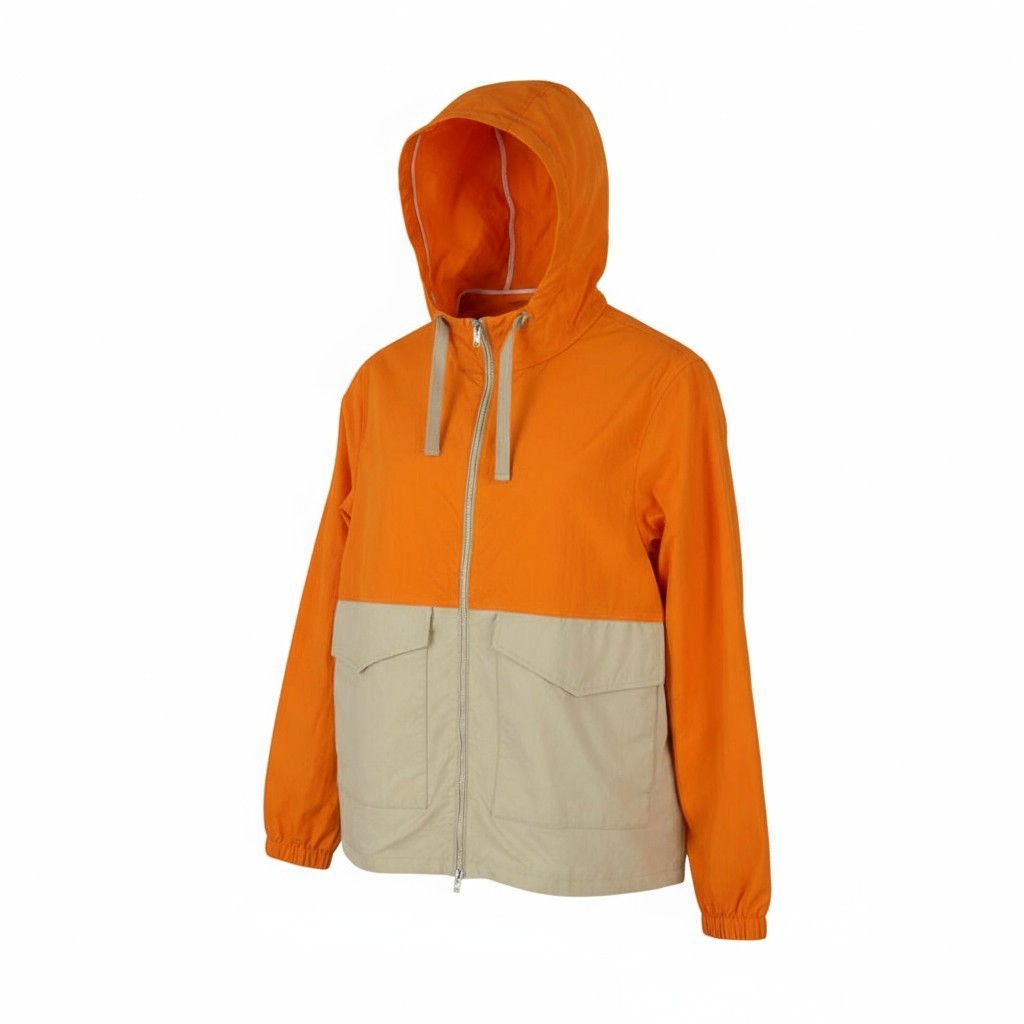 GANT Color Blocked Windbreaker Men Jacket M Dry Sand Hooded Full Zip Lightweight