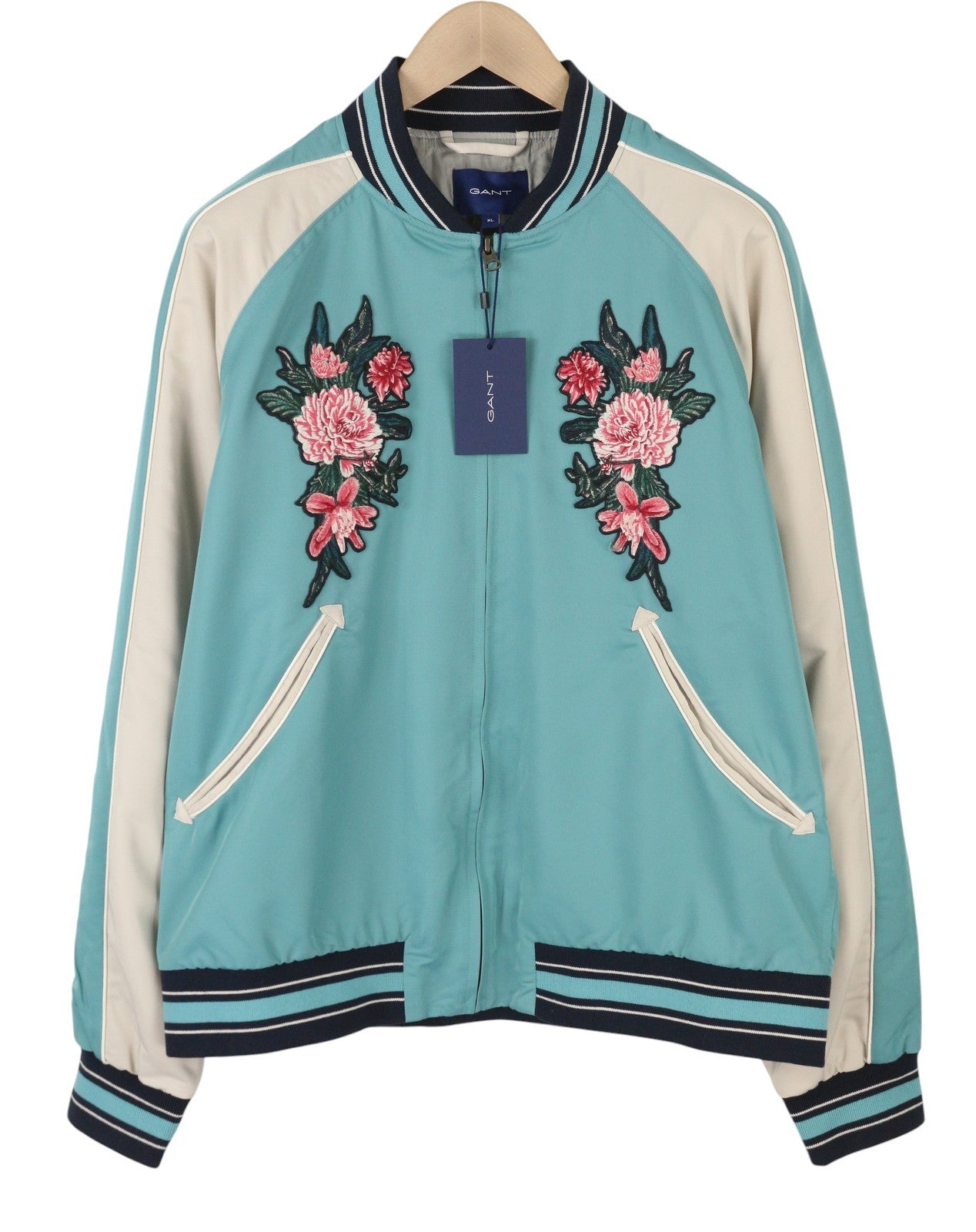 GANT Dahlia Badge Varsity Men Jacket XL Aqua Green Lightweight Bomber RRP499