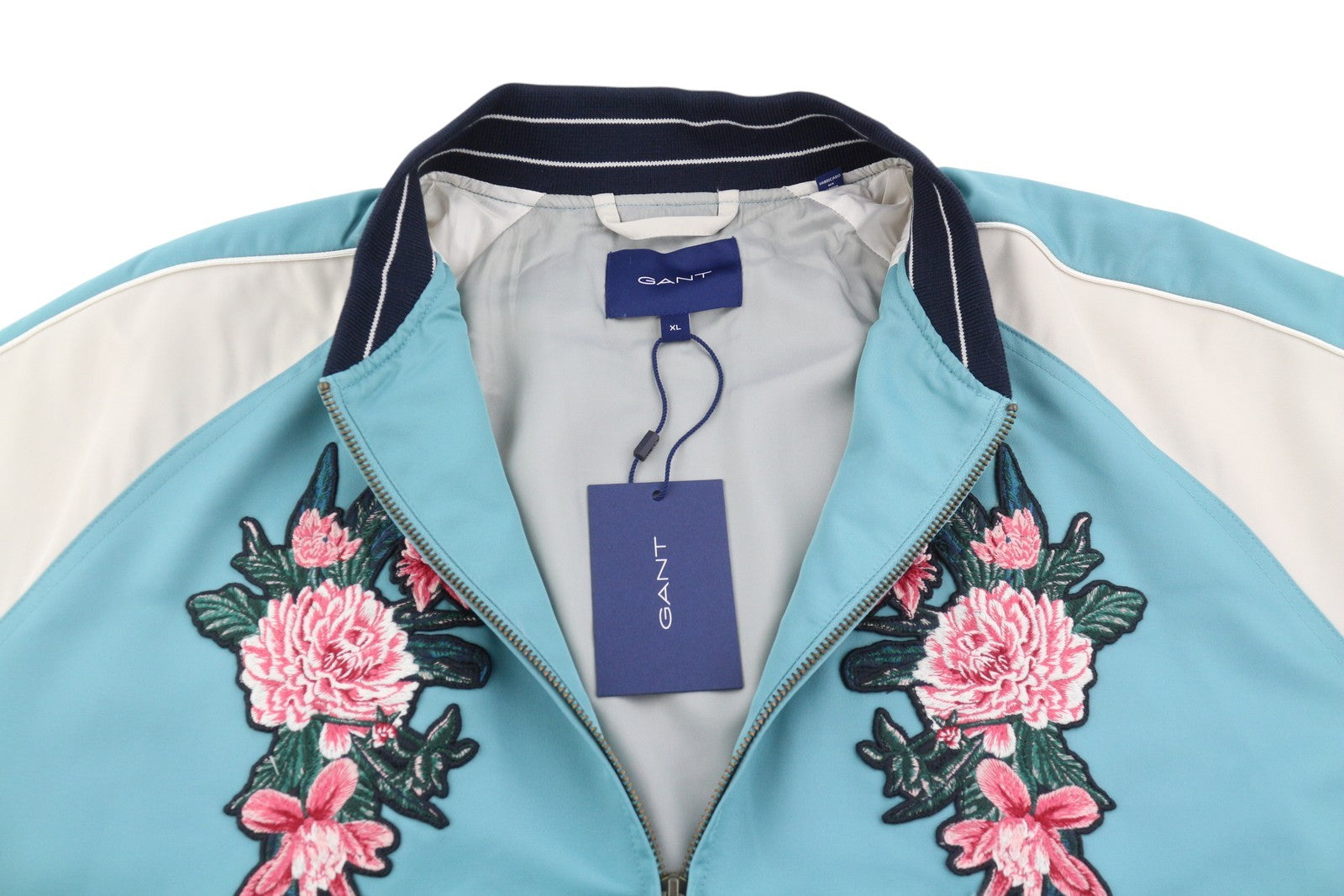 GANT „Dahlia Badge Varsity“ vyriška striukė, XL dydžio, vandens žalia, lengva bomberinė, RRP499 