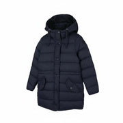 GANT Long Down Women Jacket XS Evening Blue Padded Quilted Hooded Mid RRP299