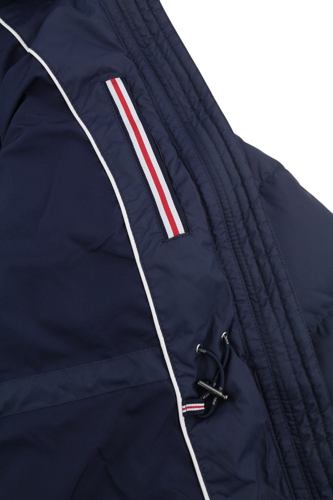 GANT Long Down Women Jacket XS Evening Blue Padded Quilted Hooded Mid RRP299