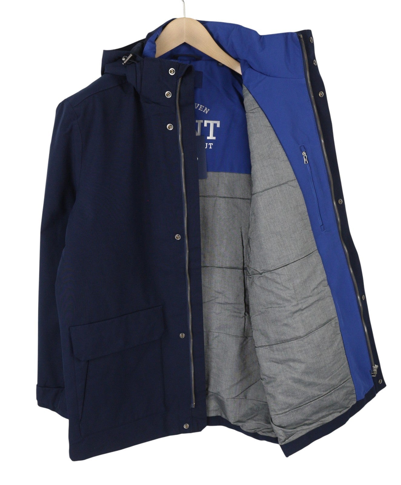 GANT „The Rough Weather Slicker“ vyriška striukė M su tamsiai mėlyna paminkštinta gobtuvu RRP449 