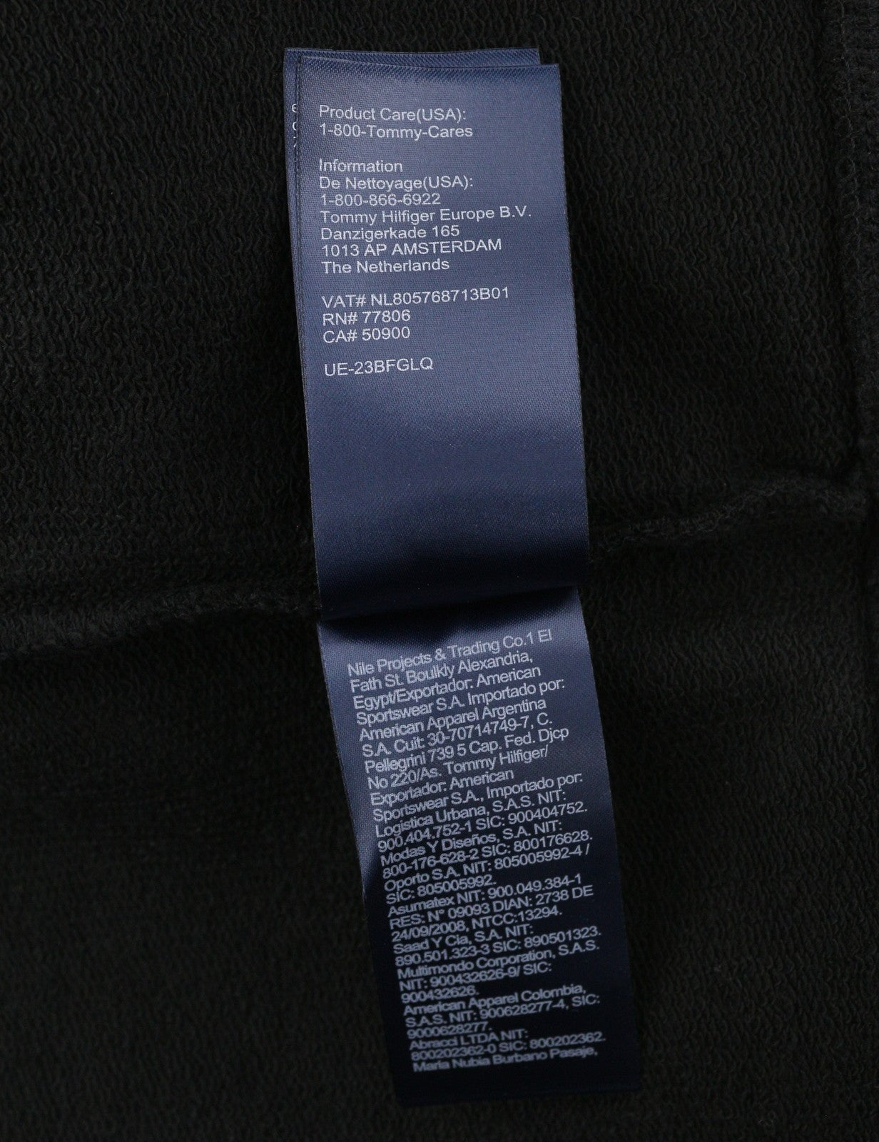 TOMMY HILFIGER Men Hoodie L Black Full Zip Front Logo Oversized Pockets