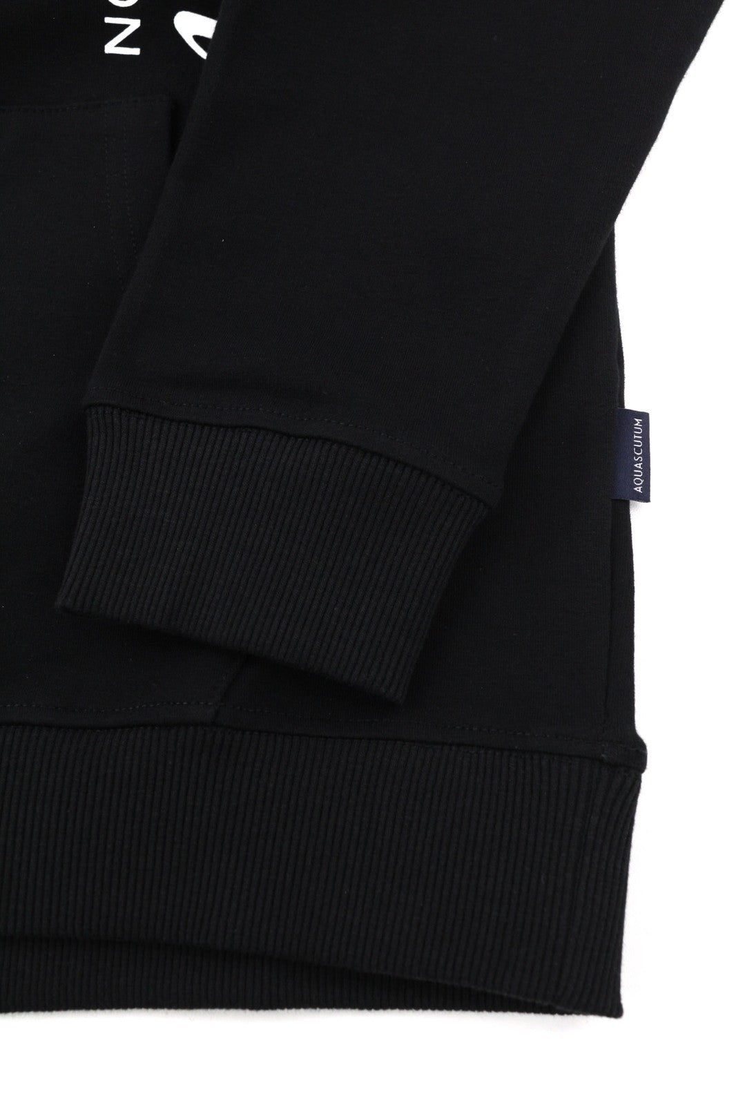 AQUASCUTUM FCIA18 Men's L Black Hoodie Pullover Straps Logo Kangaroo Pocket