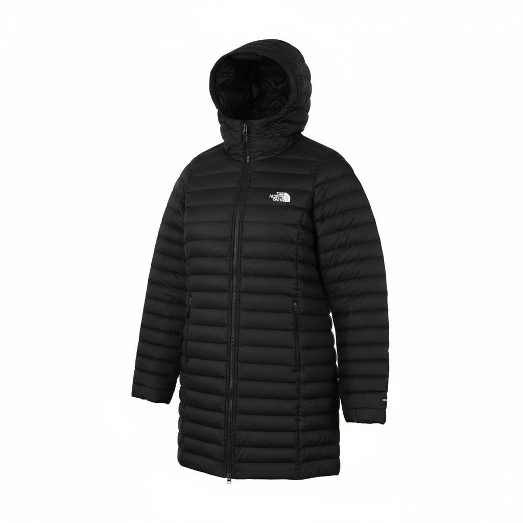 THE NORTH FACE Women Jacket M Black 700 Down Quilted Hooded Full Zip Mid RRP299