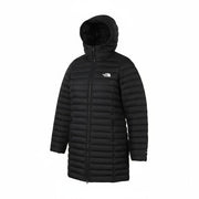 THE NORTH FACE moteriška striukė M, juoda, 700 pūkinė, dygsniuota, su gobtuvu, užtrauktuku, vidutinė kaina – 299 USD 