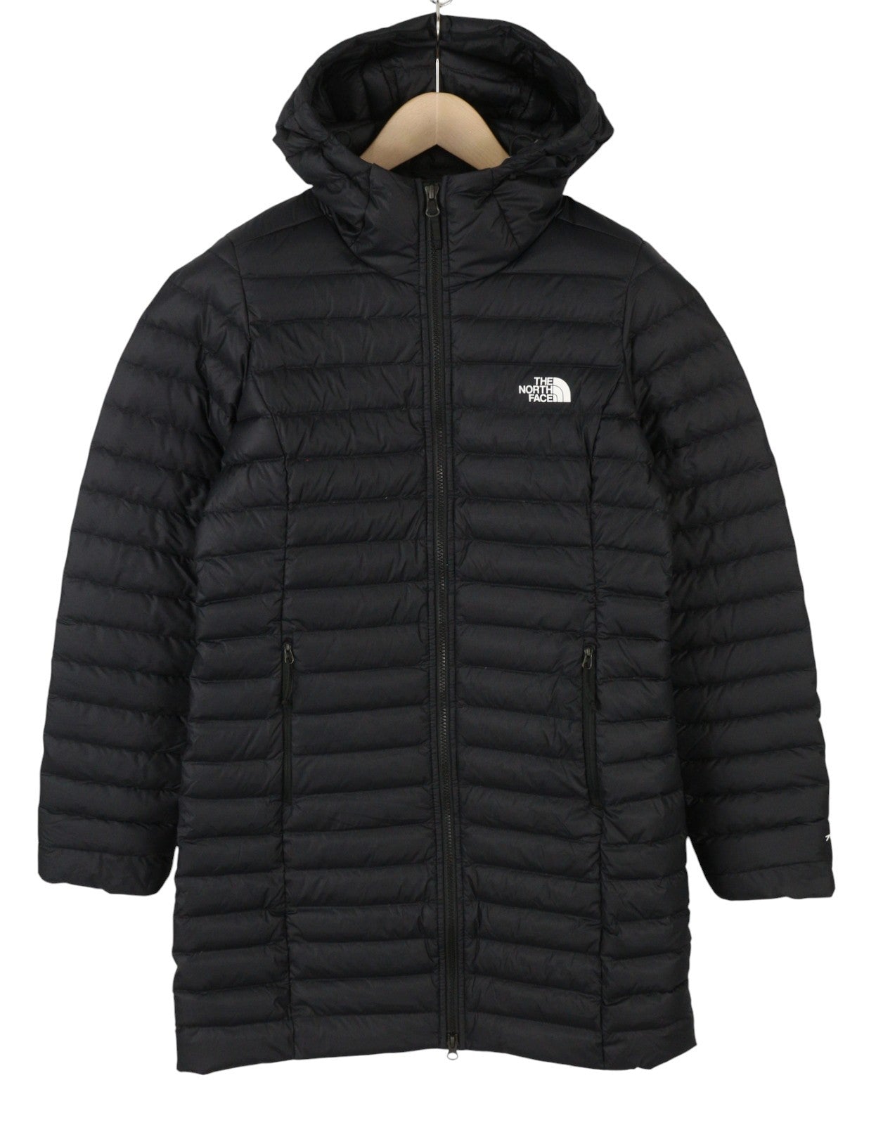 THE NORTH FACE Women Jacket M Black 700 Down Quilted Hooded Full Zip Mid RRP299