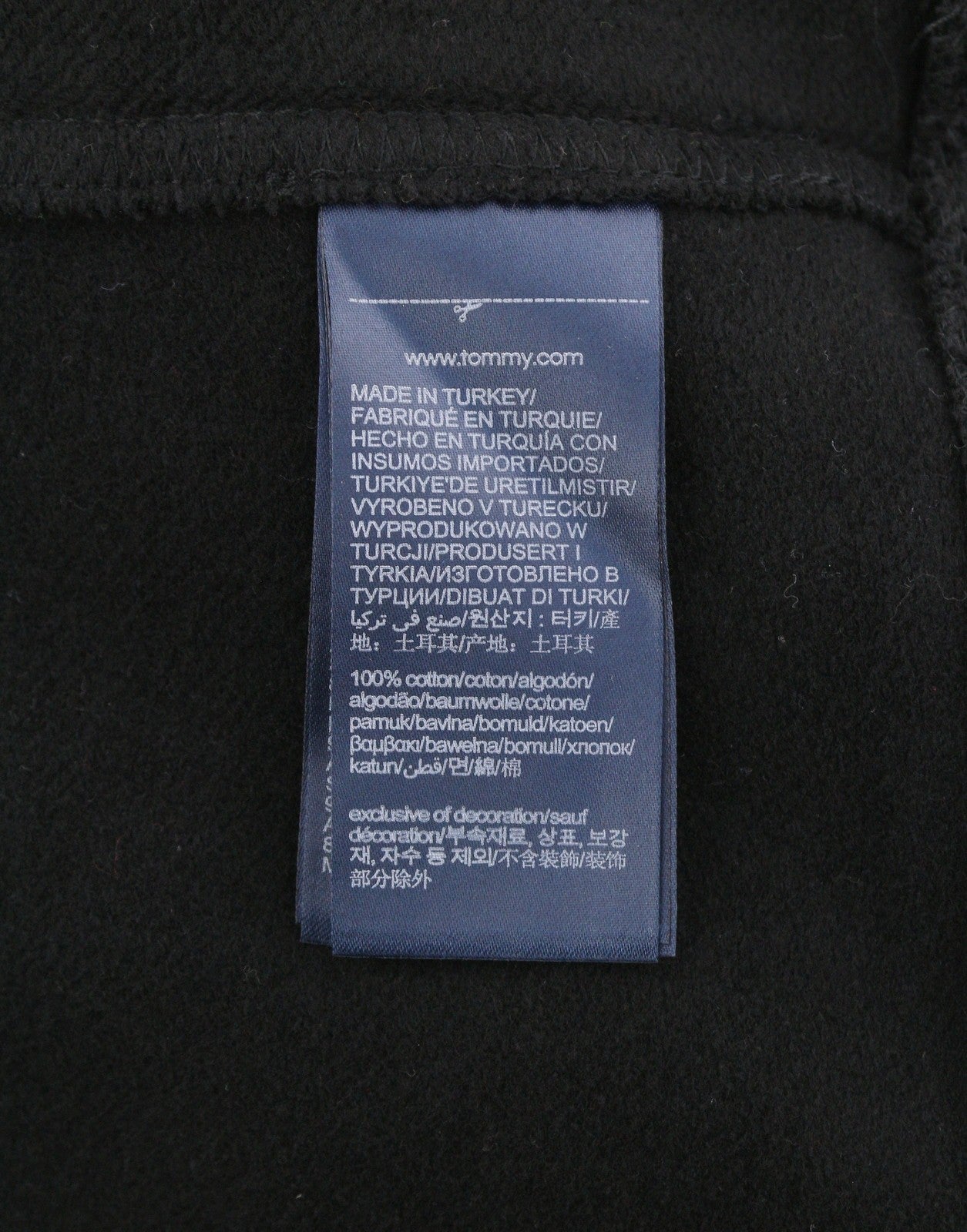 TOMMY HILFIGER Women Hoodie M Black Front Logo Oversized Loose Fit Pullover