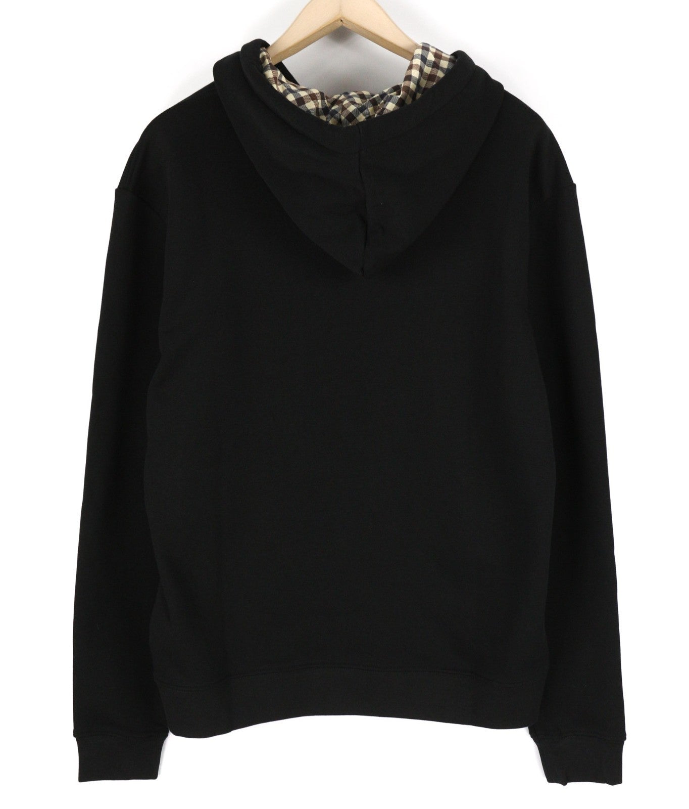 AQUASCUTUM FAI003 Men's L Black Hoodie Pullover Kangaroo Pocket Logo