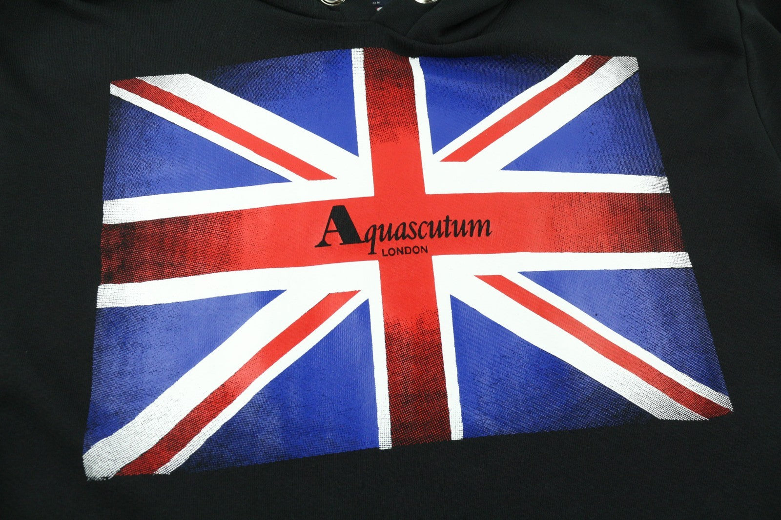 AQUASCUTUM FAI003 Men's L Black Hoodie Pullover Kangaroo Pocket Logo