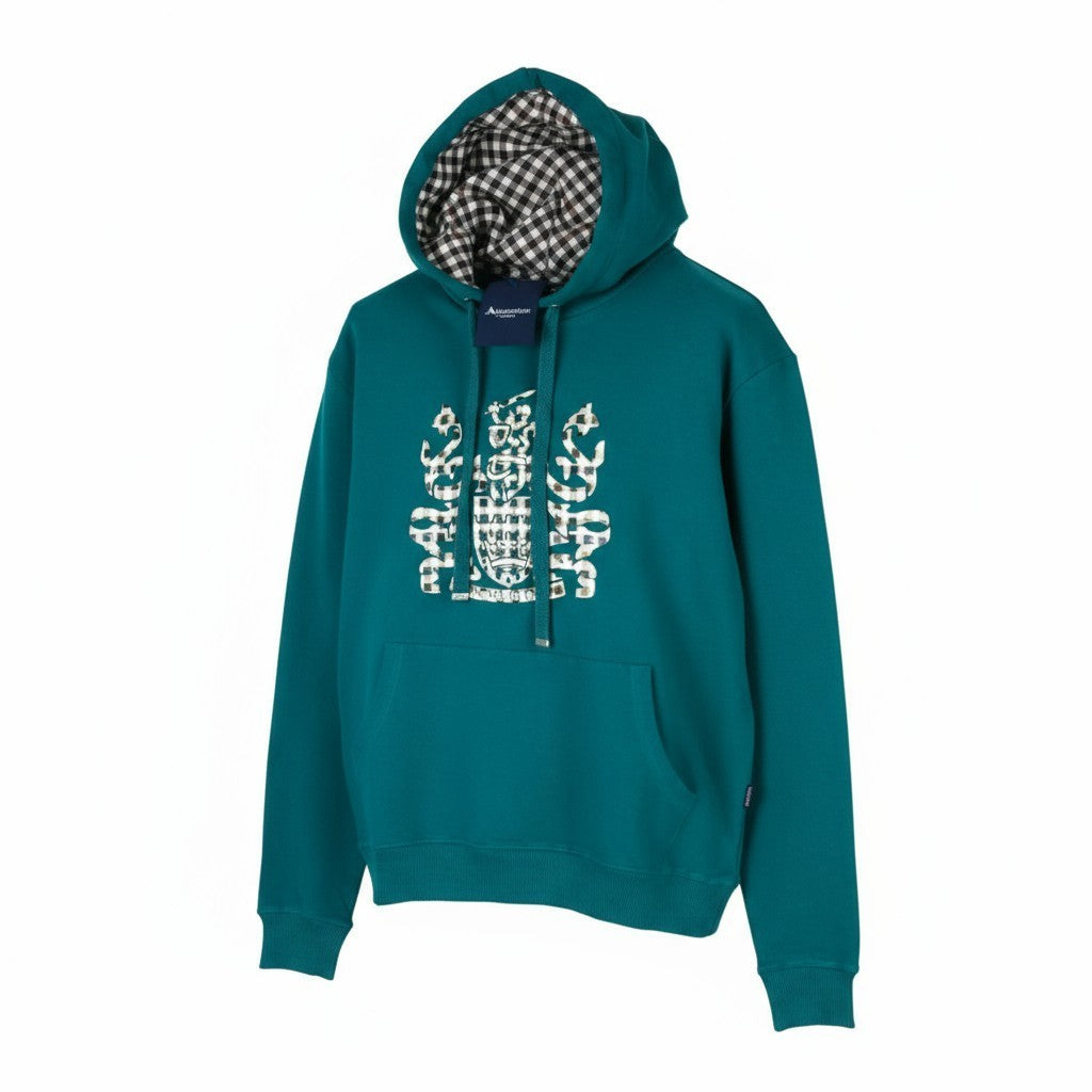 AQUASCUTUM FCIA11 Men's M Dark Green Hoodie Pullover Straps Logo Kangaroo