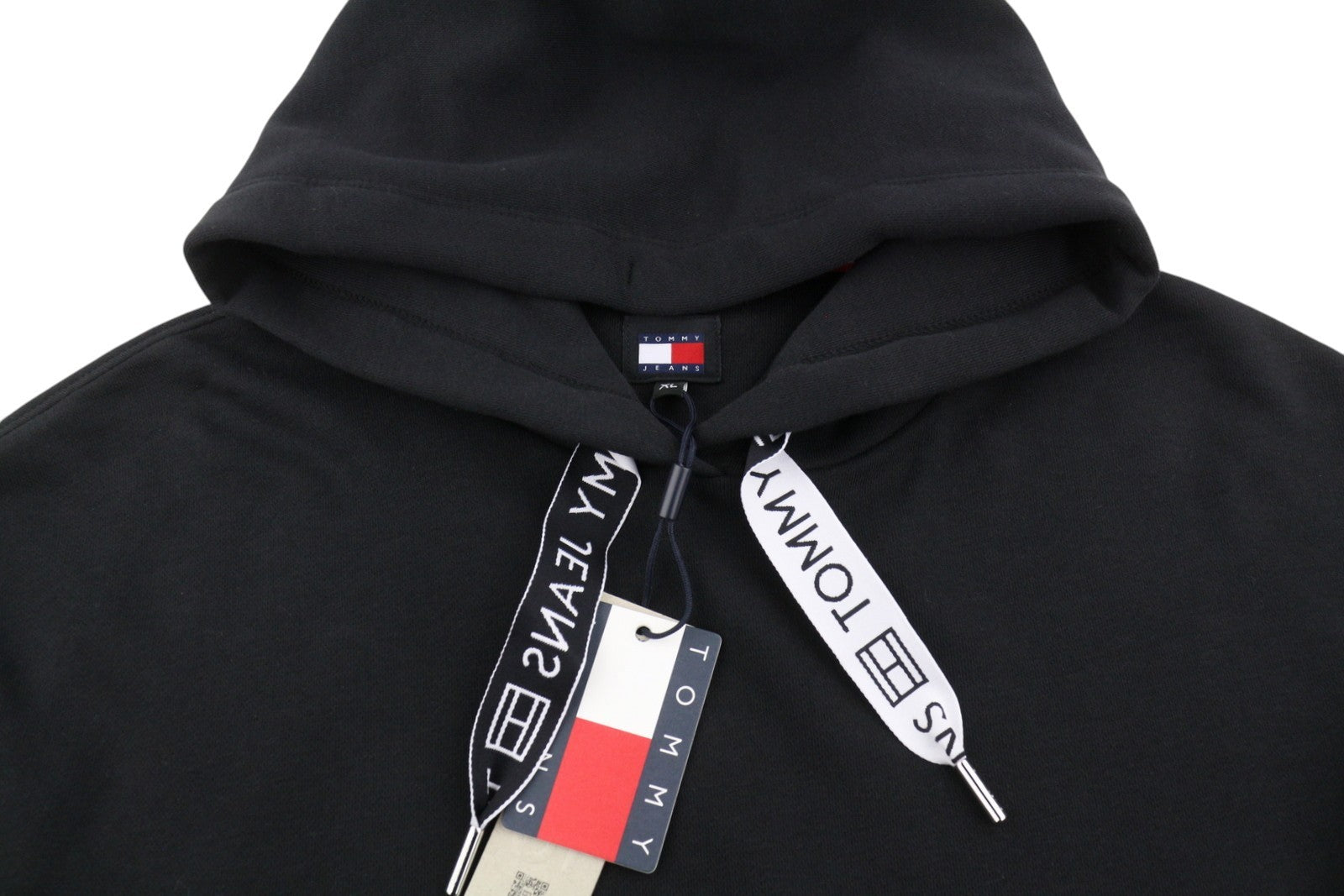 TOMMY HILFIGER Bxy Lofo Drawcor moteriškas džemperis su gobtuvu XL dydžio, juodas, kengūros spalvos megztinis, unisex 