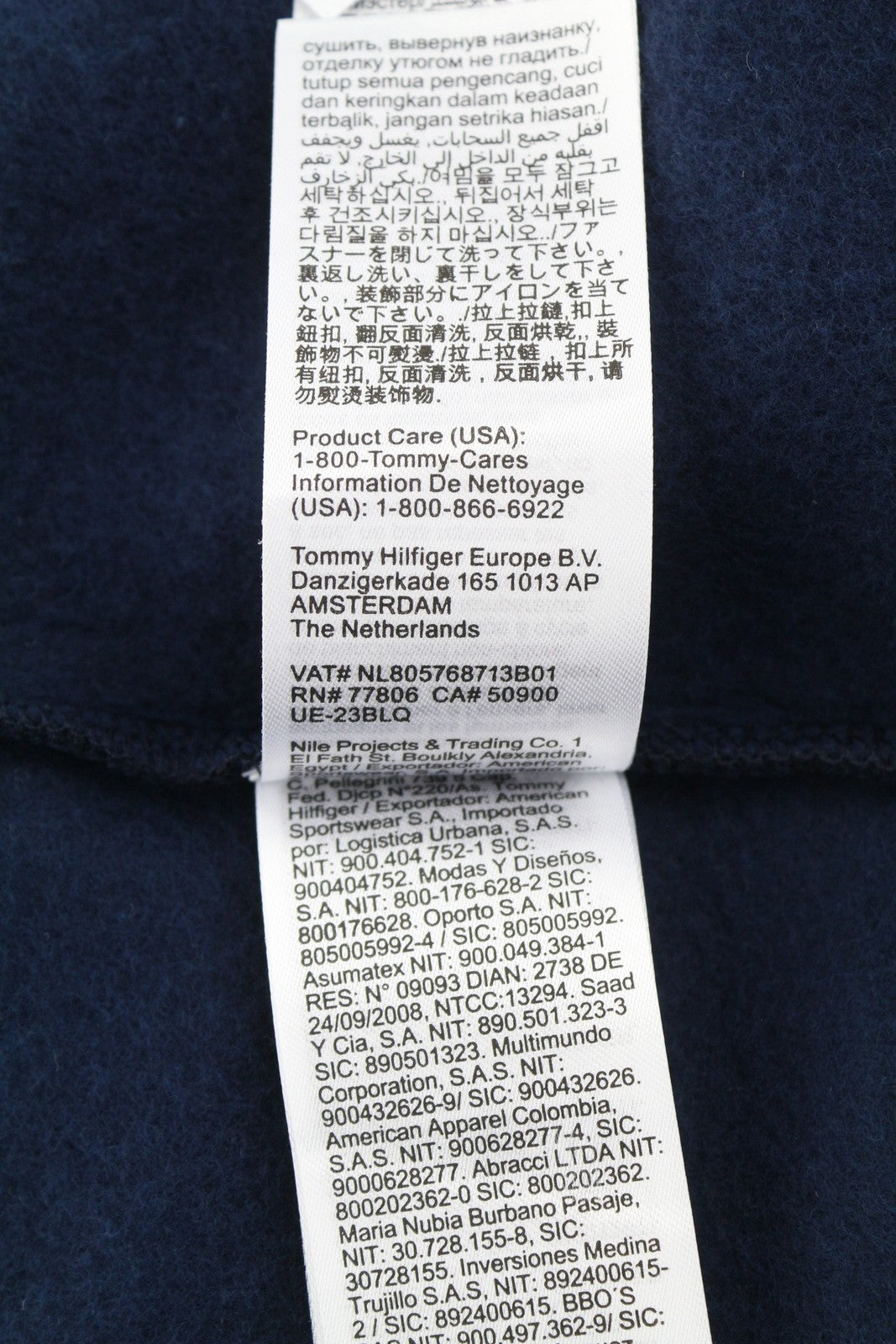 TOMMY HILFIGER Req S Flag Zip Women Hoodie L Dark Night Navy Loose Fit Pockets
