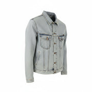 NUDIE JEANS Terry Bleach Blue Men Jacket L Denim Faded Button-Up Spread Neck