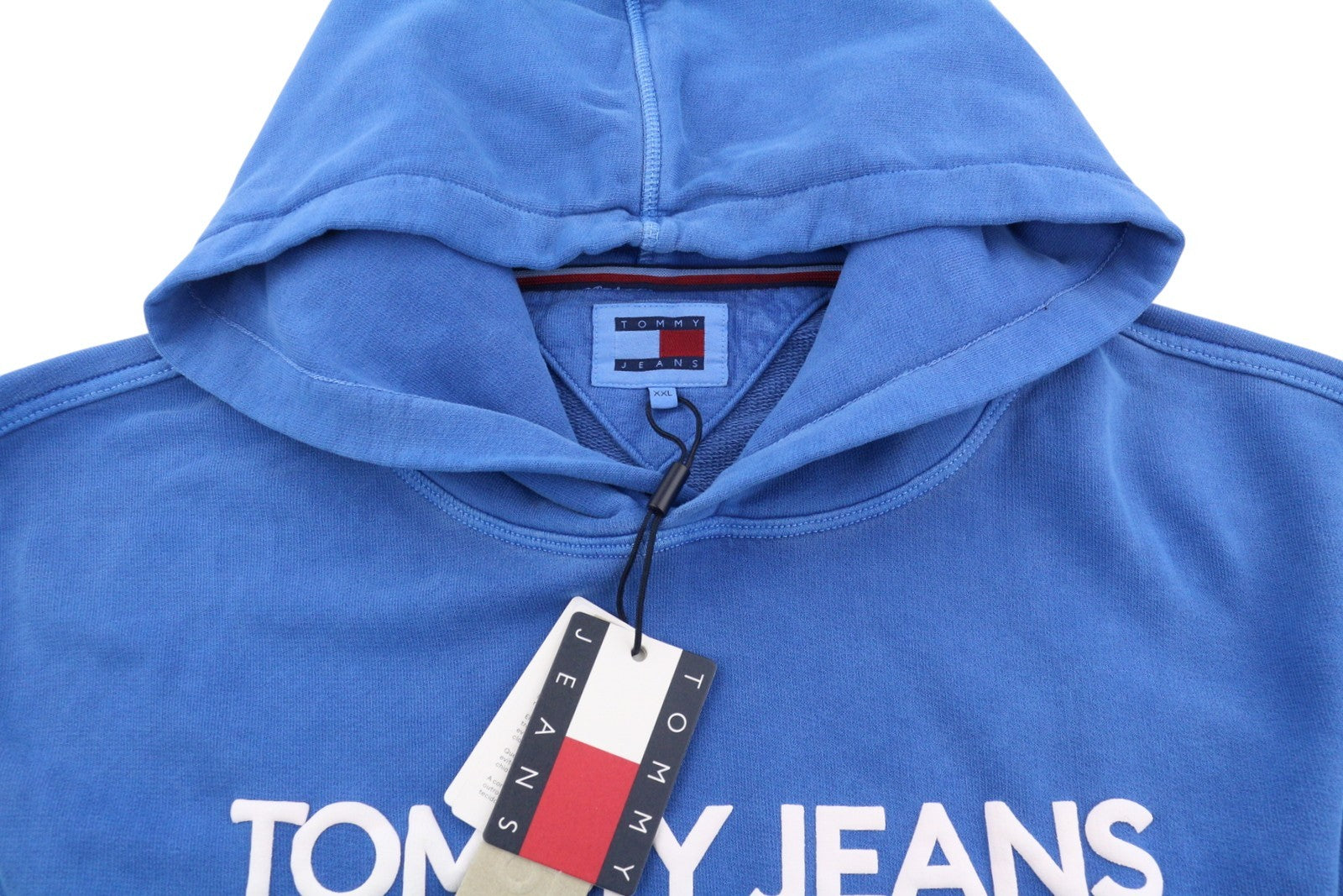 TOMMY HILFIGER Req New Classic vyriškas megztinis su gobtuvu, 2XL dydžio, mėlynas, išblukęs kengūros logotipas. 