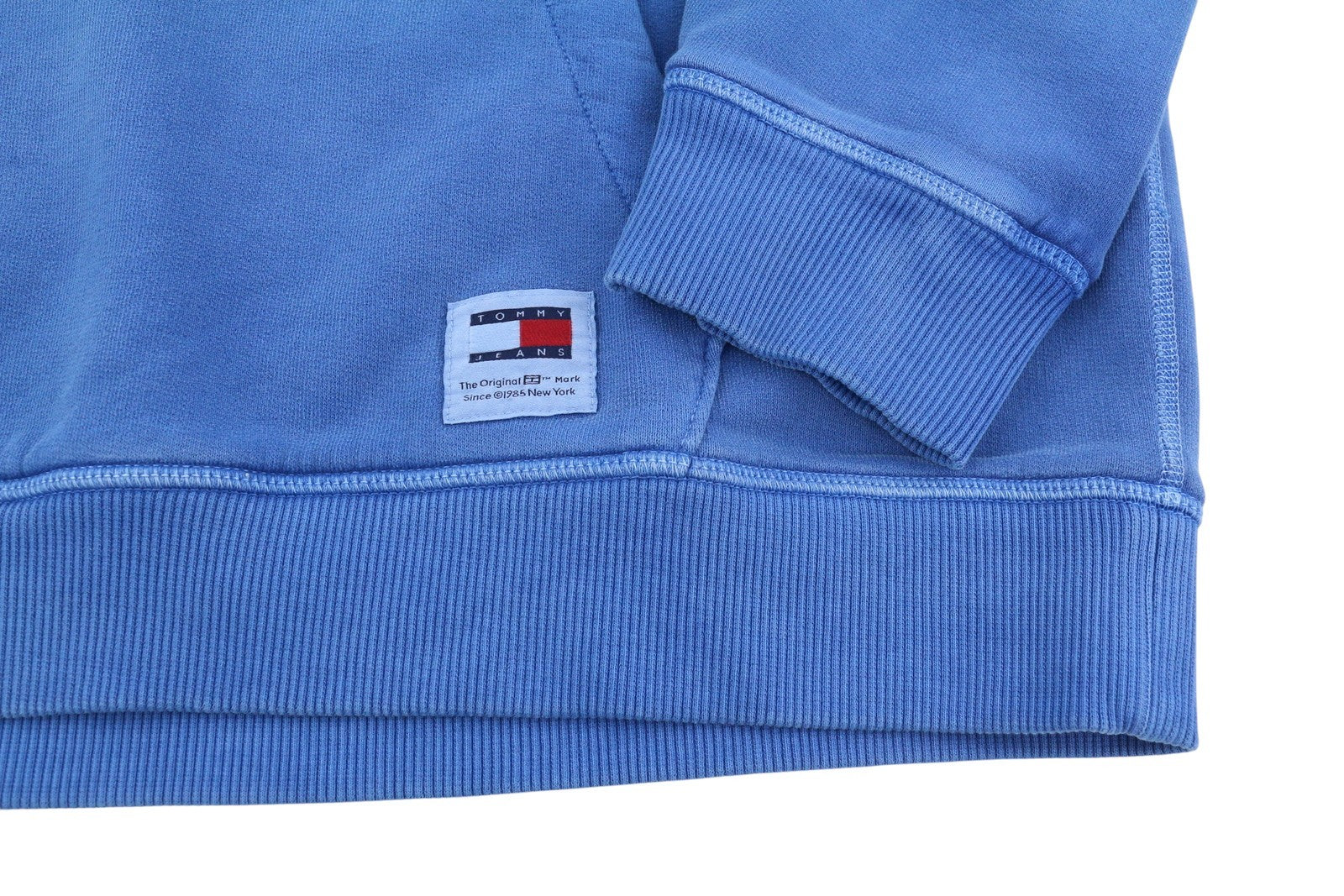 TOMMY HILFIGER Req New Classic vyriškas megztinis su gobtuvu, 2XL dydžio, mėlynas, išblukęs kengūros logotipas. 