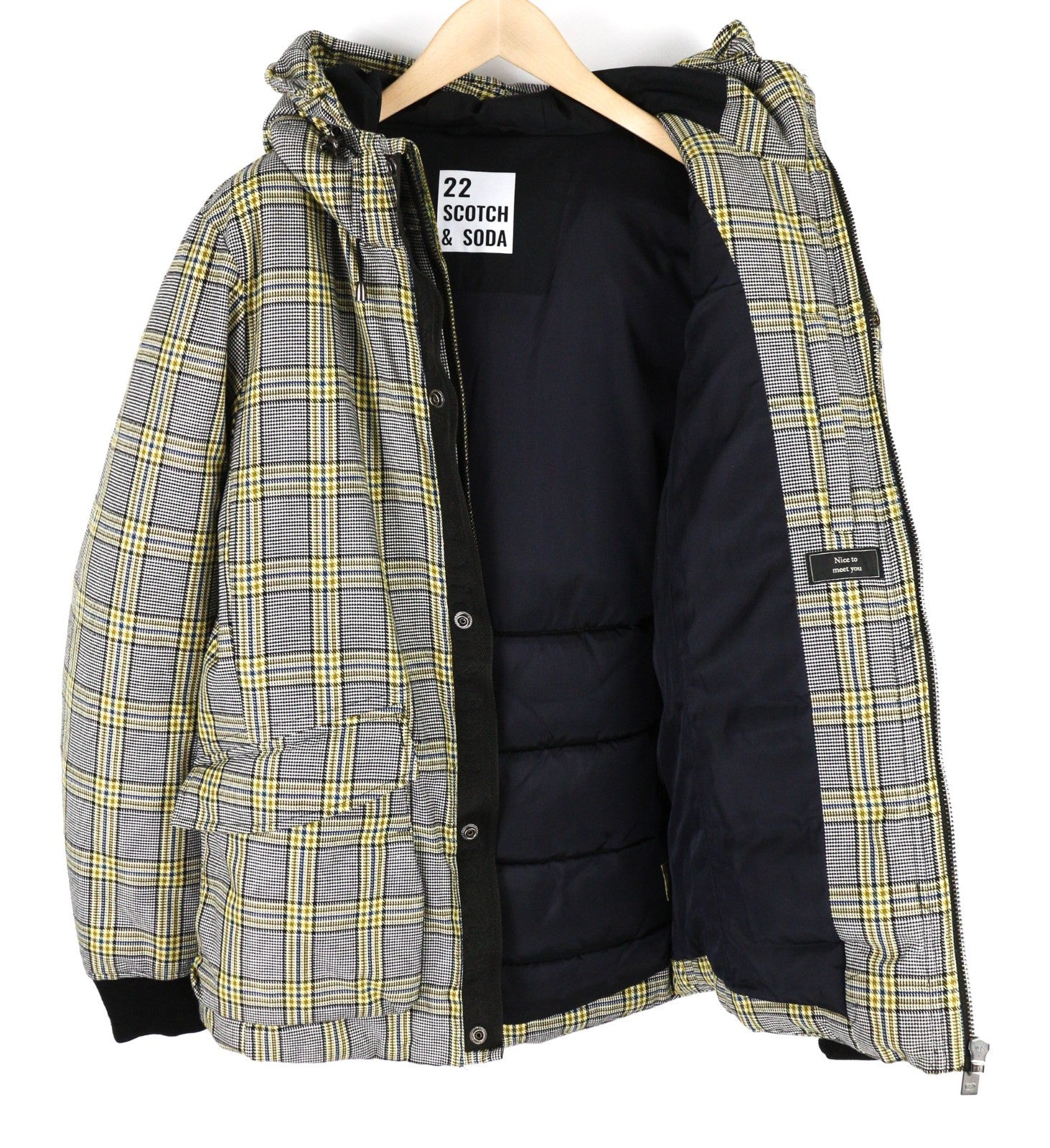 SCOTCH & SODA Men's ~M Checked Lined Hooded Casual Zip Jacket Logo