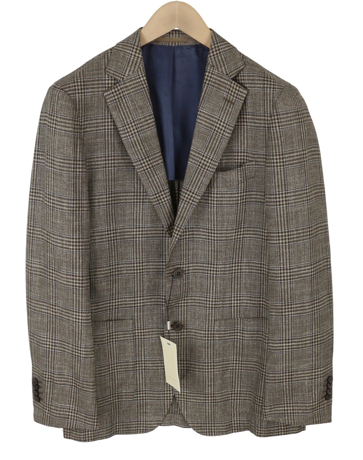 SUITSUPPLY Havana HL Men Blazer UK38R Brown Wool Silk Linen Plaid Half Lined