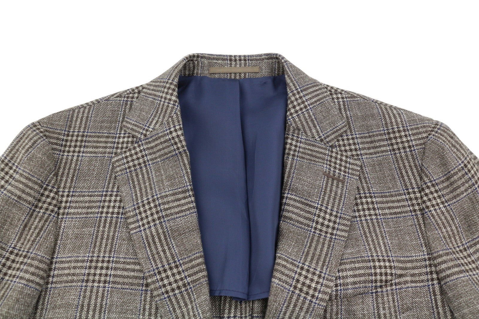 SUITSUPPLY Havana HL Men Blazer UK38R Brown Wool Silk Linen Plaid Half Lined