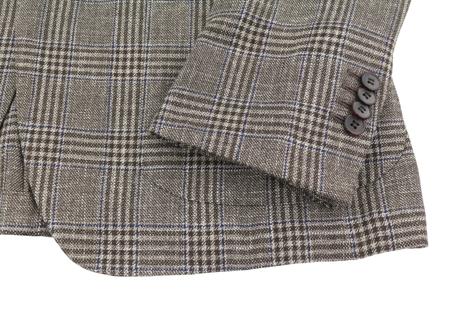 SUITSUPPLY Havana HL Men Blazer UK38R Brown Wool Silk Linen Plaid Half Lined