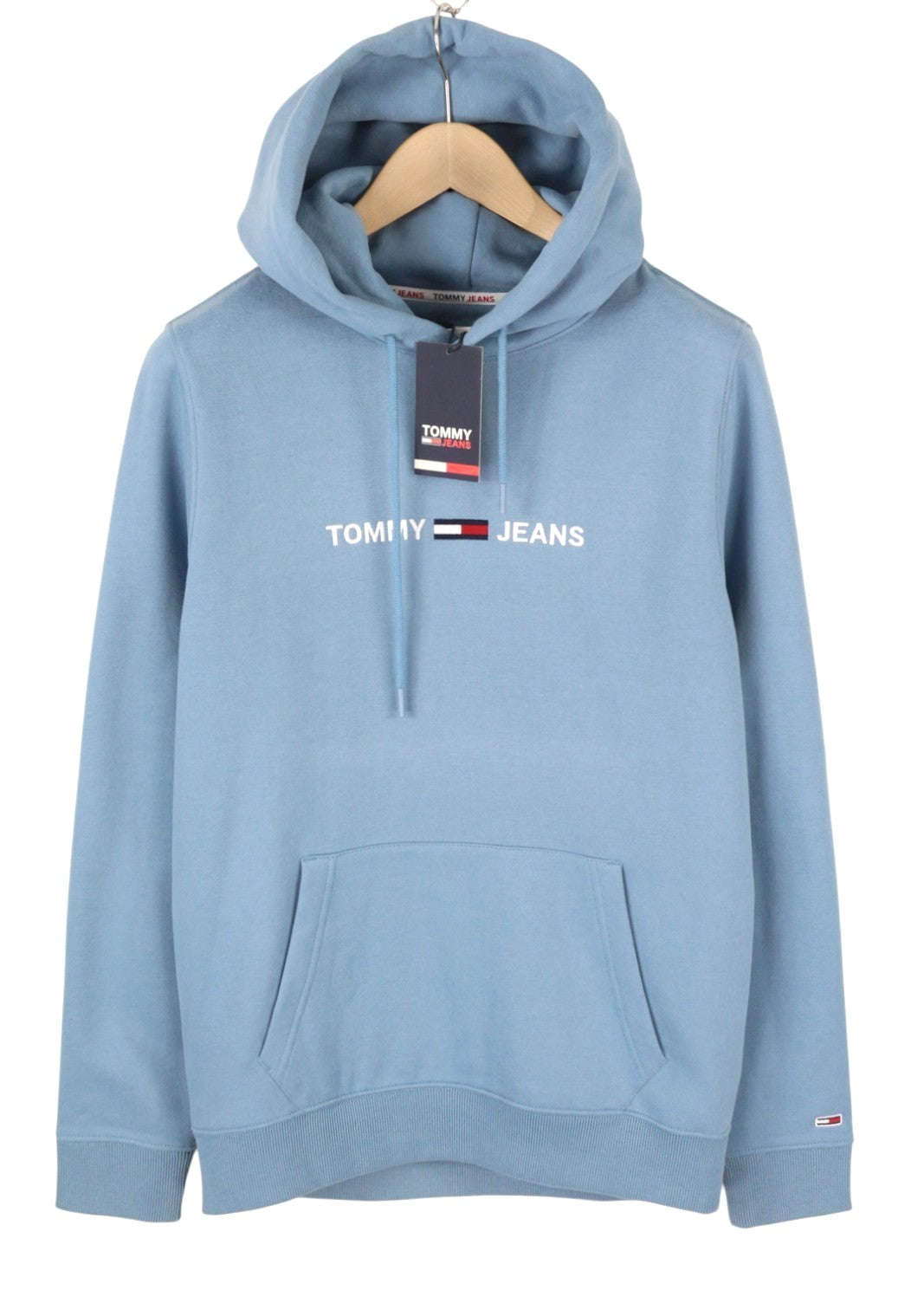 TOMMY HILFIGER Straight Loco Men Hoodie L Blue Kangaroo Pocket Logo Pullover