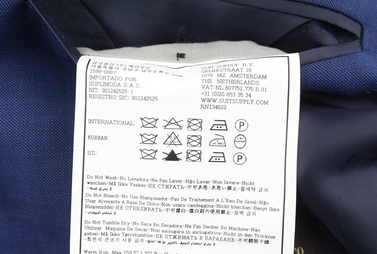 SUITSUPPLY Lazio Single Breasted Men Blazer UK36R Blue Wool Notch Lapel Button