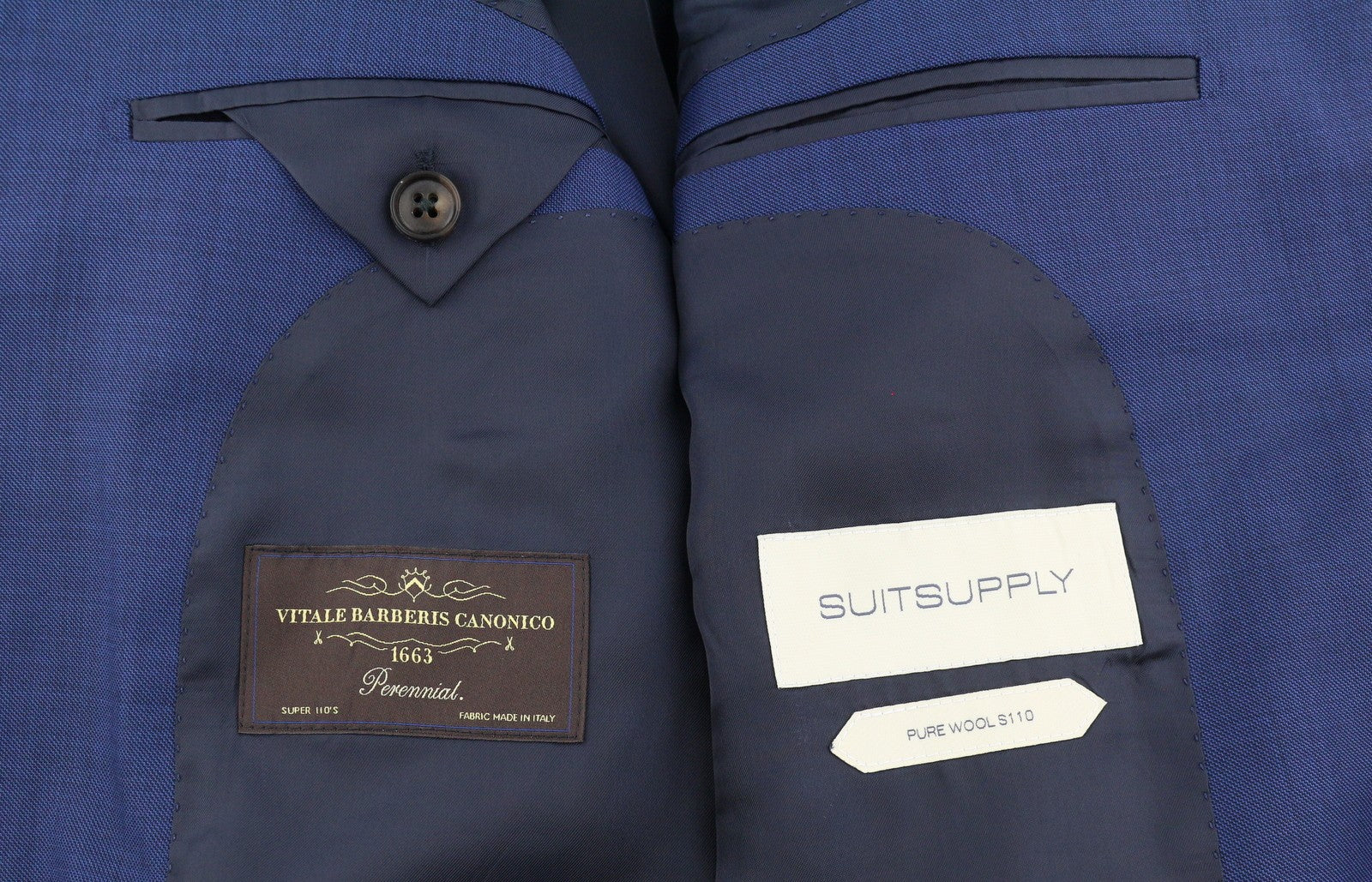 SUITSUPPLY Lazio Single Breasted Men Blazer UK36R Blue Wool Notch Lapel Button